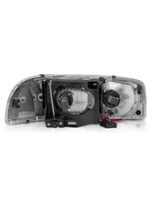GMC SIERRA/SIERRA DENALI 99-07/SIERRA CLASSIC 2007/ YUKON/YUKON XL/YUKON DENALI 00-06 HEADLIGHTS  CHROME AMBER  (W/ C LIGHT BAR)