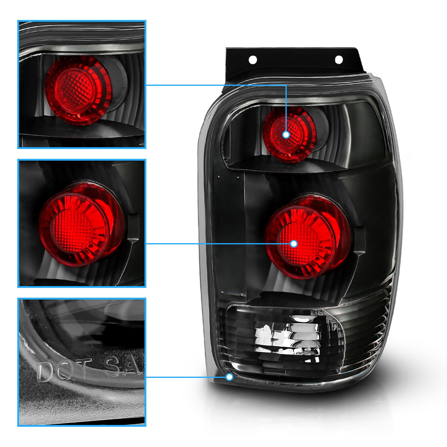 FORD EXPLORER 98-00 TAIL LIGHTS BLACK