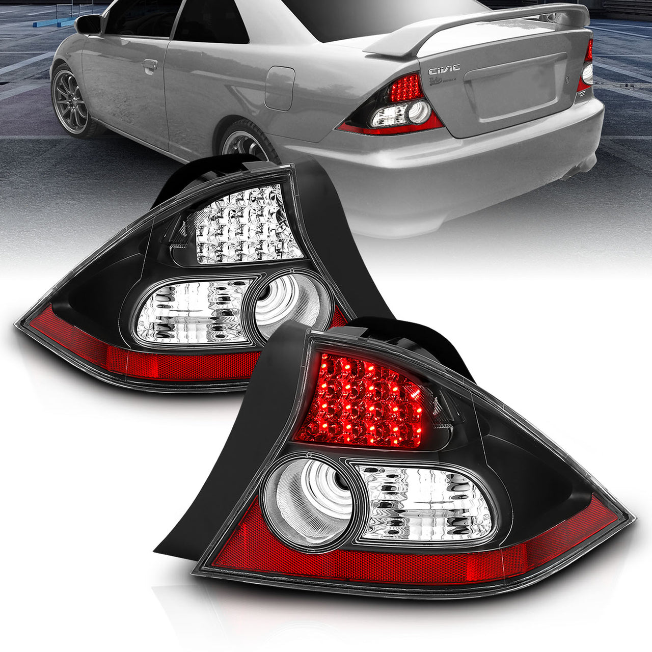 HONDA CIVIC 04-05 2DR LED TAIL LIGHTS BLACK
