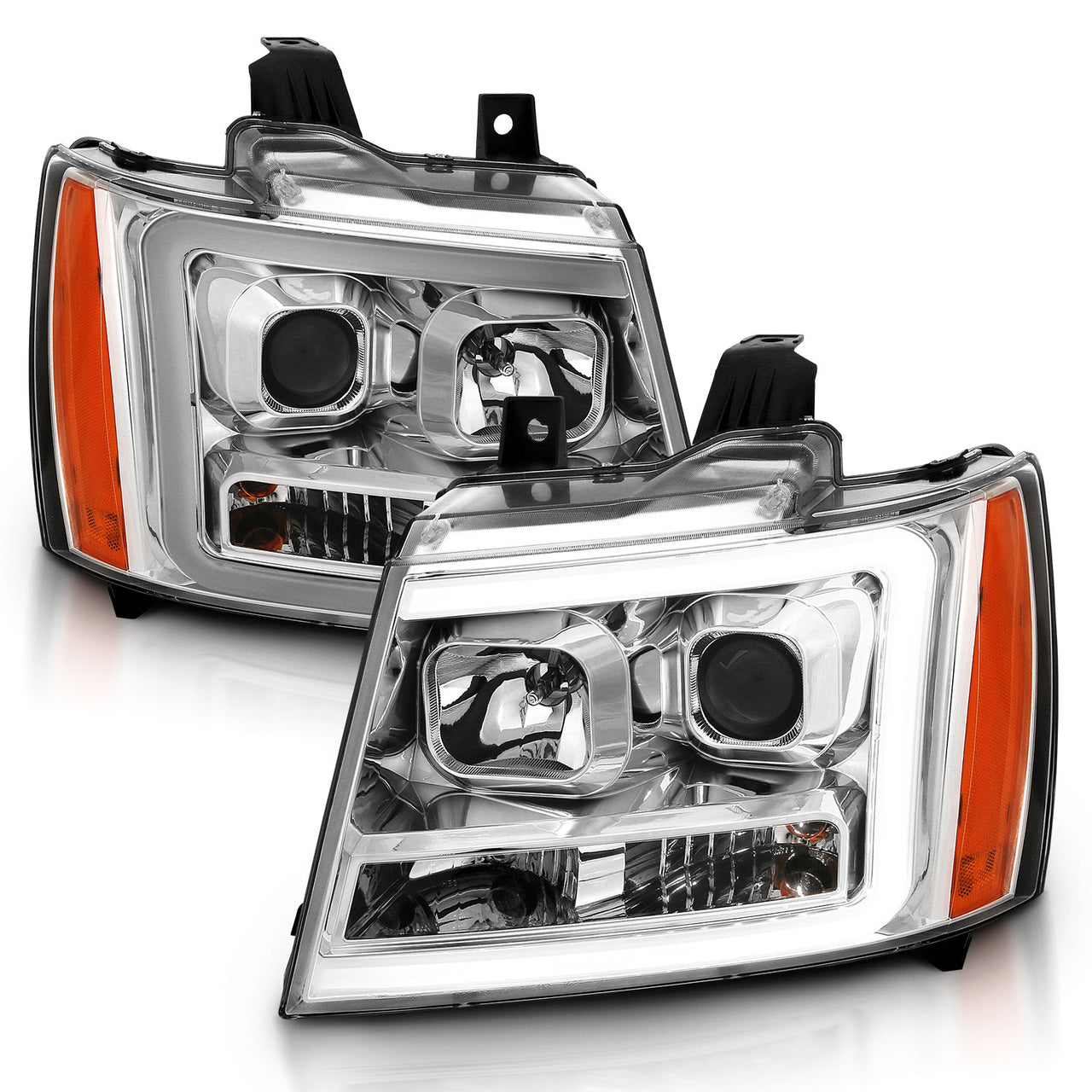 CHEVY TAHOE/SUBURBAN/AVALANCHE 07 PROJECTOR HEADLIGHTS G3 CHROME CLEAR AMBER