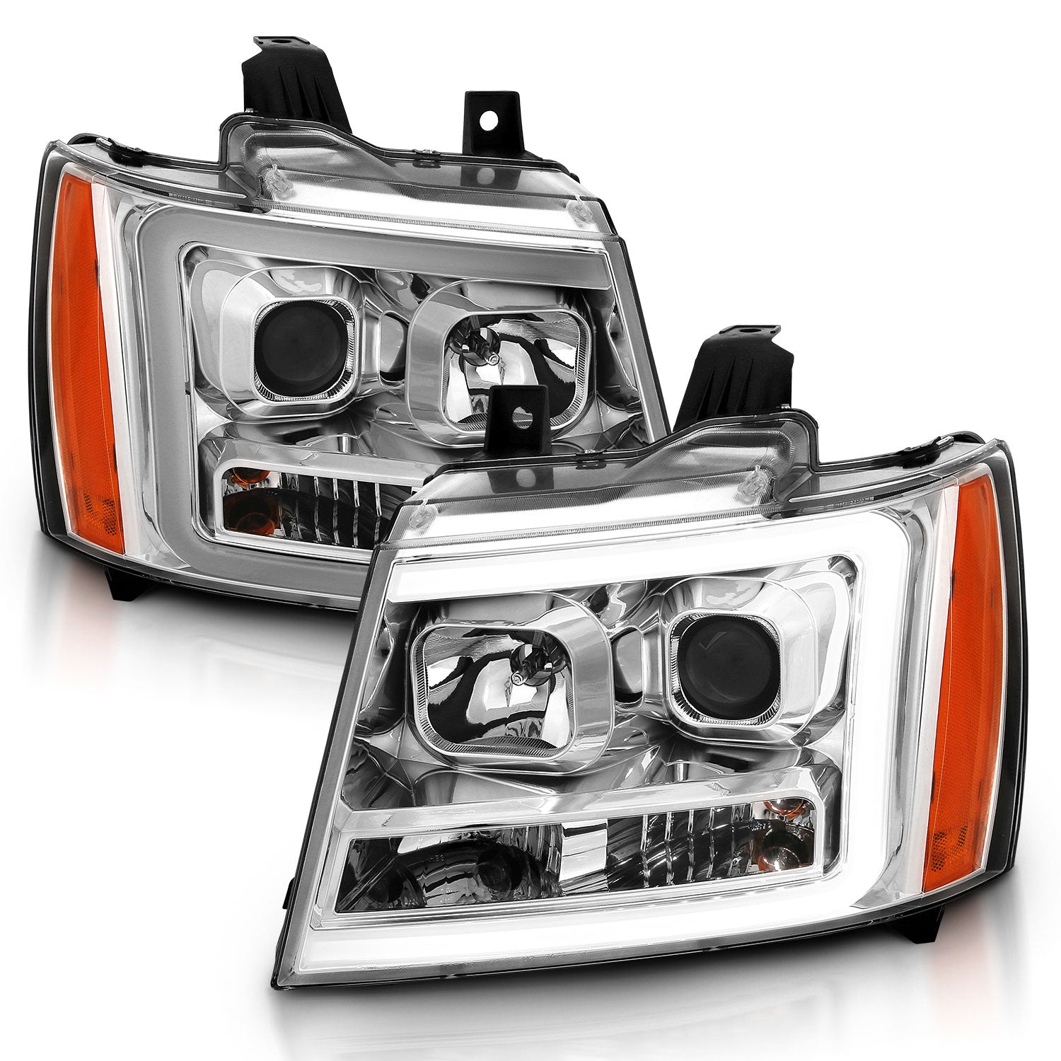 CHEVY TAHOE/SUBURBAN/AVALANCHE 07 PROJECTOR HEADLIGHTS G3 CHROME CLEAR AMBER