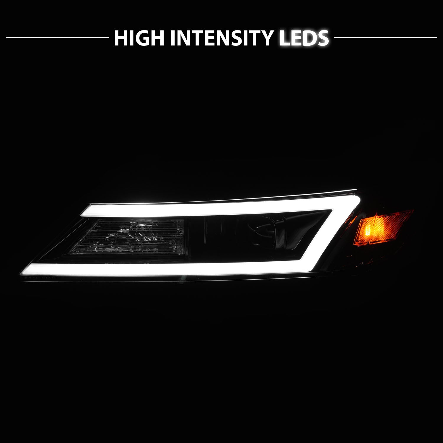 CHEVY IMPALA 14-20 PROJECTOR LIGHT BAR STYLE HEADLIGHTS BLACK AMBER