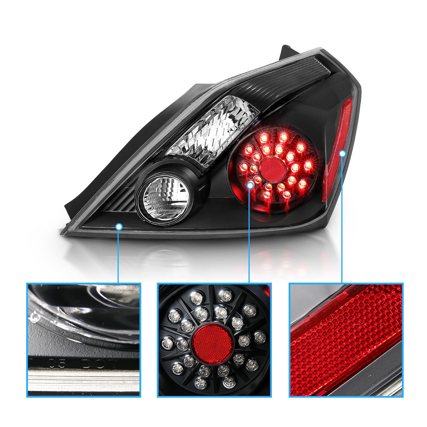 NISSAN ALTIMA 08-UP 2DR LED TAIL LIGHTS BLACK