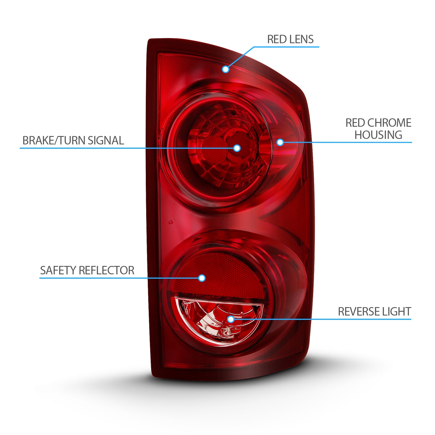 DODGE RAM 1500/2500/3500 07-09 TAIL LIGHTS RED LENS (OE REPLACEMENT)