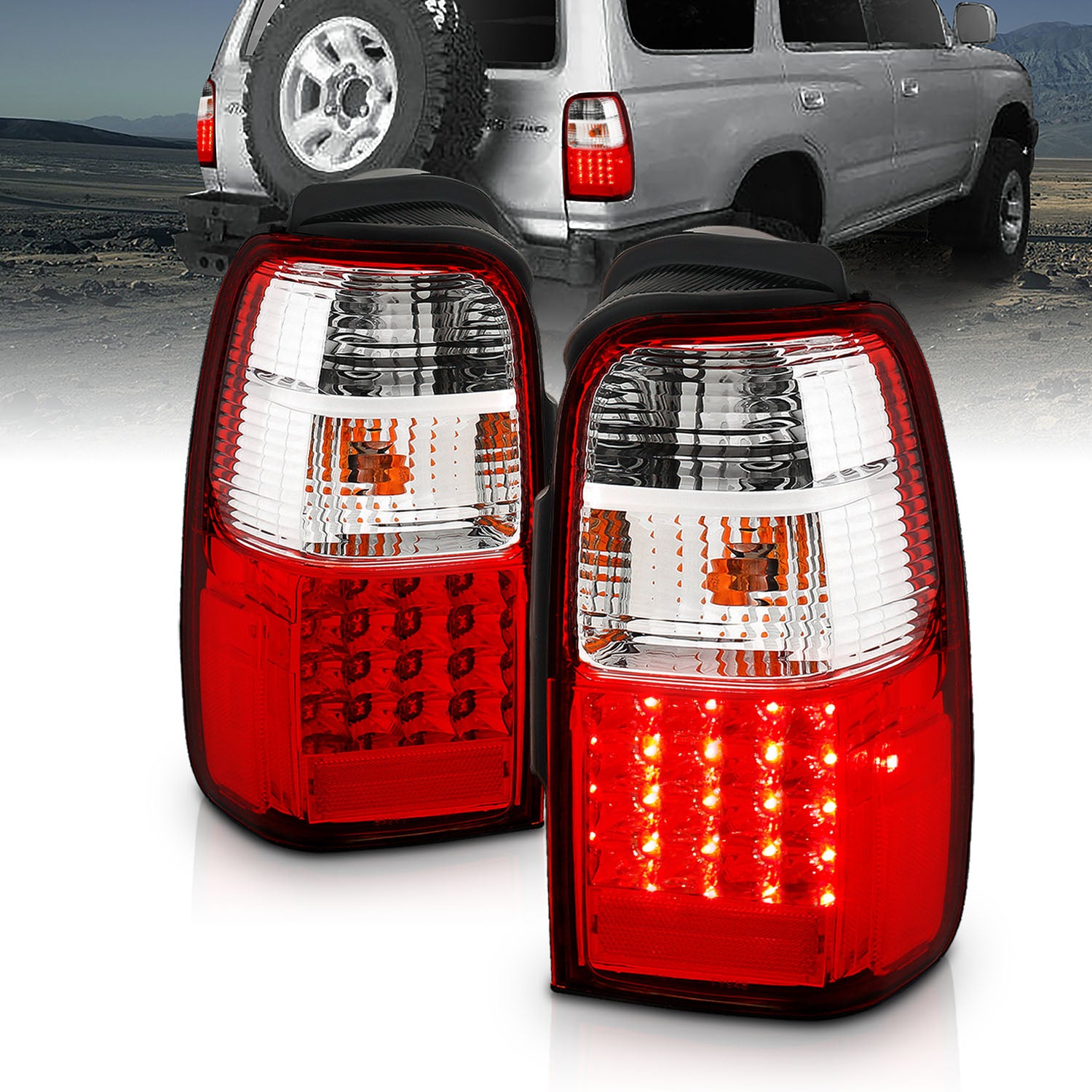TOYOTA 4 RUNNER 01-02 LED TAIL LIGHTS RED/CLEAR