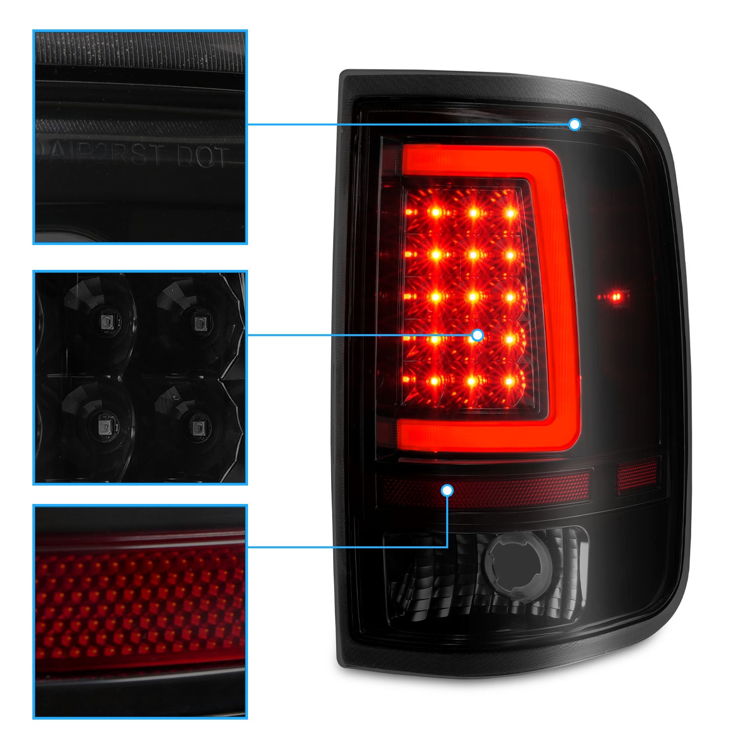 FORD F-150 04-08 LED TAIL LIGHTS BLACK HOUSING SMOKE LENS (W/ C LIGHT BAR)