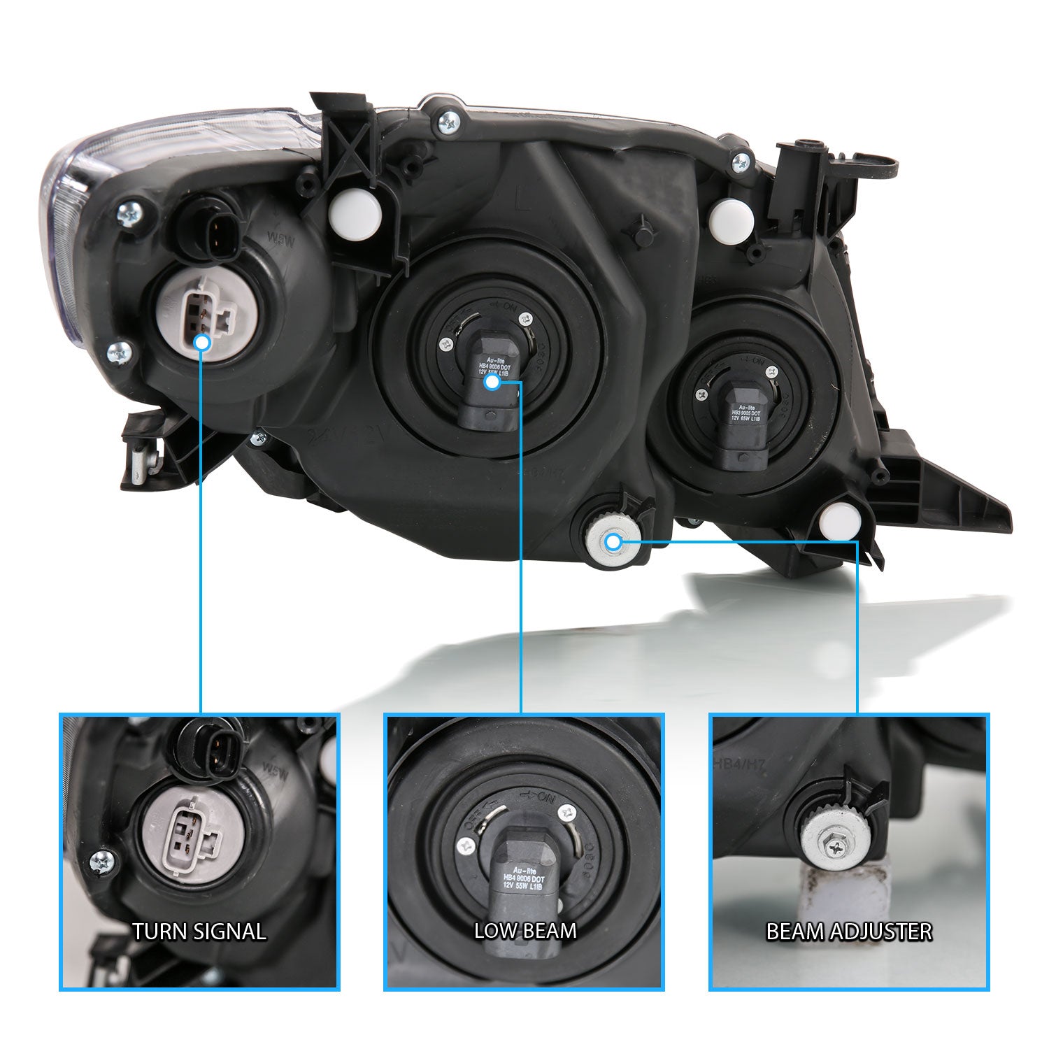 TOYOTA COROLLA 09-10 HEADLIGHTS BLACK AMBER