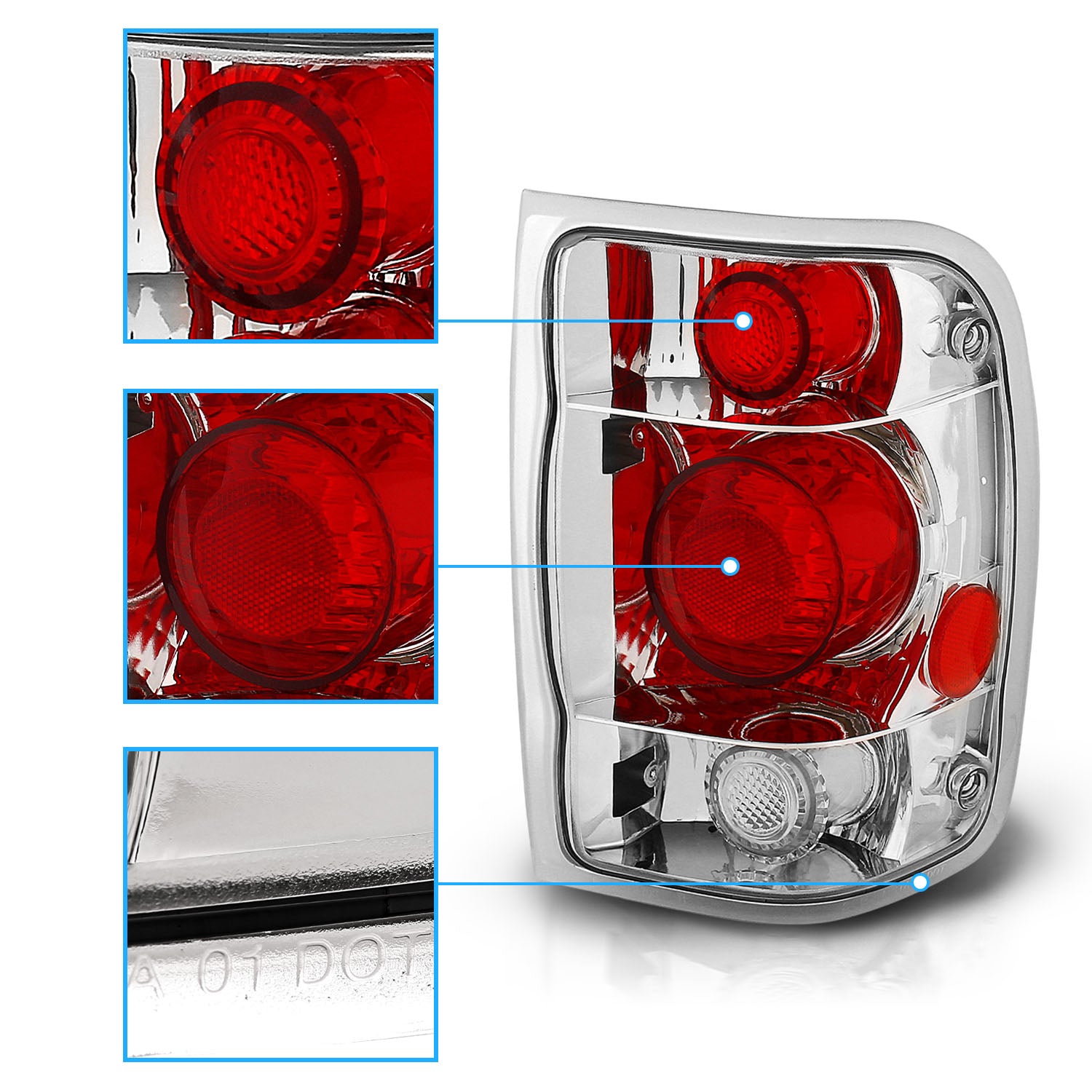 FORD RANGER 98-01 TAIL LIGHTS G2 CHROME