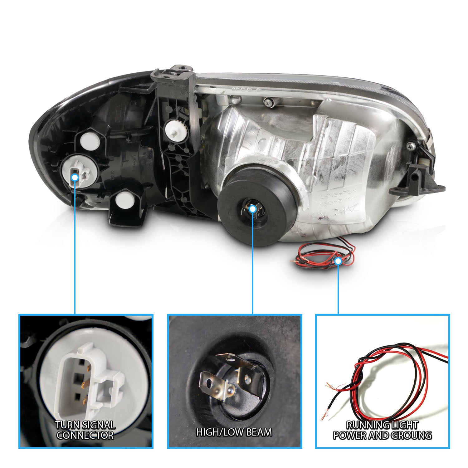 TOYOTA TUNDRA 00-04 HEADLIGHTS BLACK AMBER W/ C LIGHT BAR  W/CORNER LIGHTS (REGULAR CAB, ACCESS CAB)