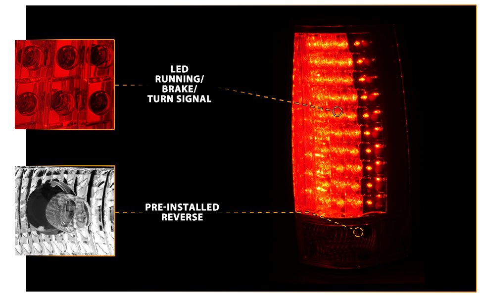 CHEVY TAHOE/SUBURBAN 07-UP LED G3 TAIL LIGHTS RED/CLEAR