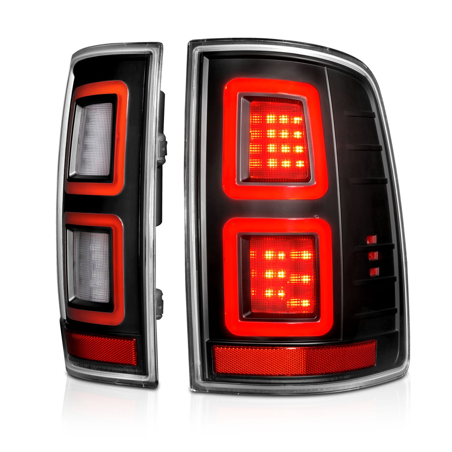 DODGE RAM 09-17 LED TAIL LIGHTS  BLACK  (FOR BULB VERSION ONLY)