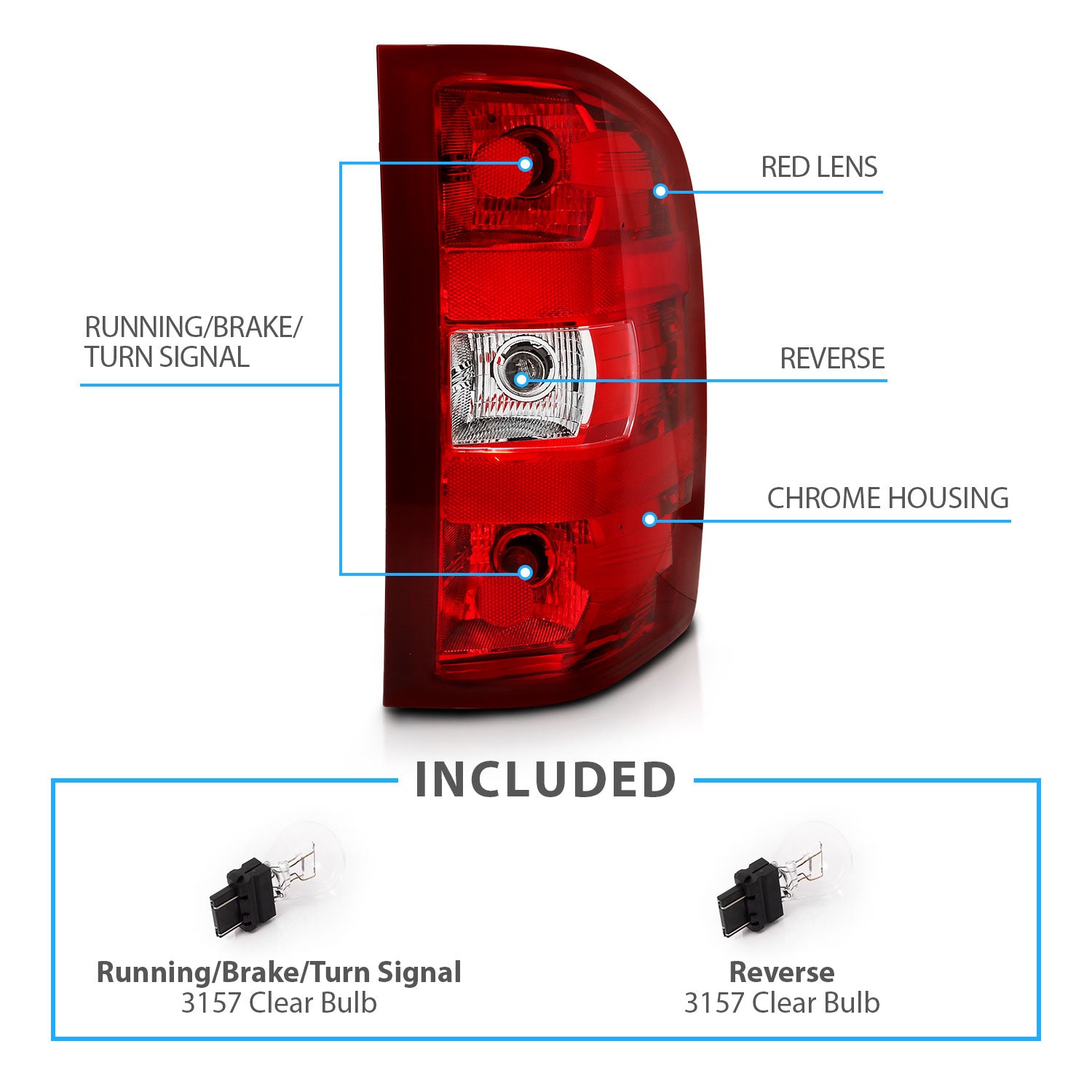 CHEVY SILVERADO 07-13 TAIL LIGHTS RED/CLEAR (OE REPLACEMENT)