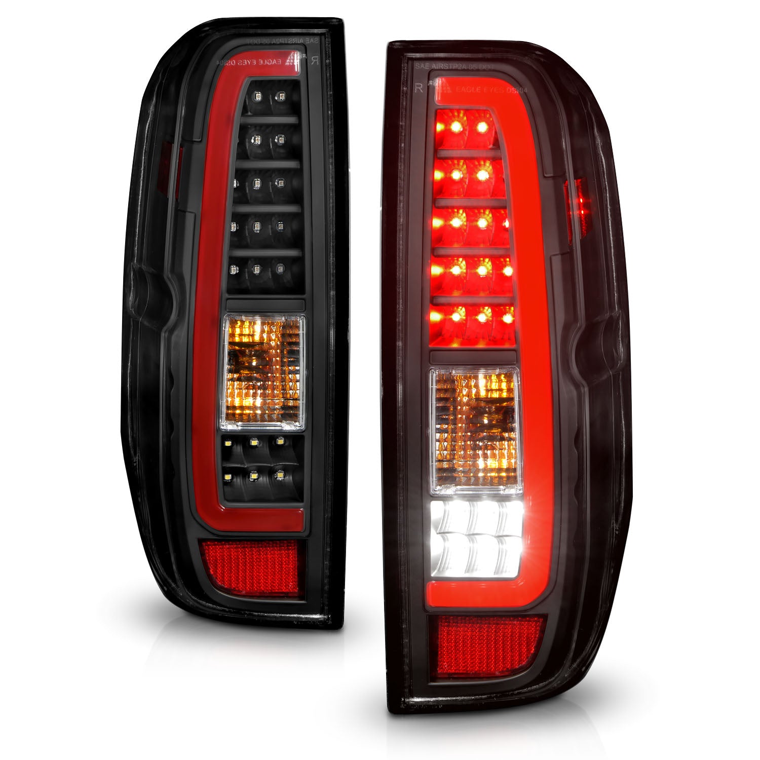 NISSAN FRONTIER 05-19 / SUZUKI EQUATOR 9-12 LED TAIL LIGHTS BLACK HOUSING CLEAR LENS W/C LIGHT BAR