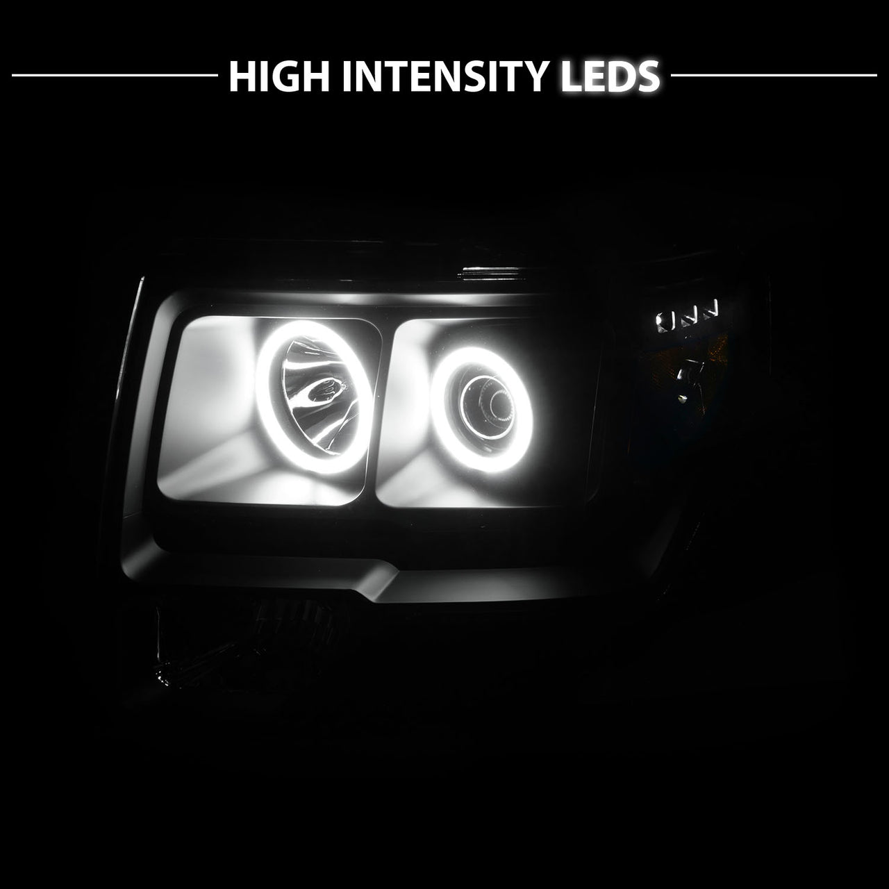 FORD F-150 09-13 PROJECTOR HEADLIGHTS HALO LED BLACK AMBER (RX HALO)
