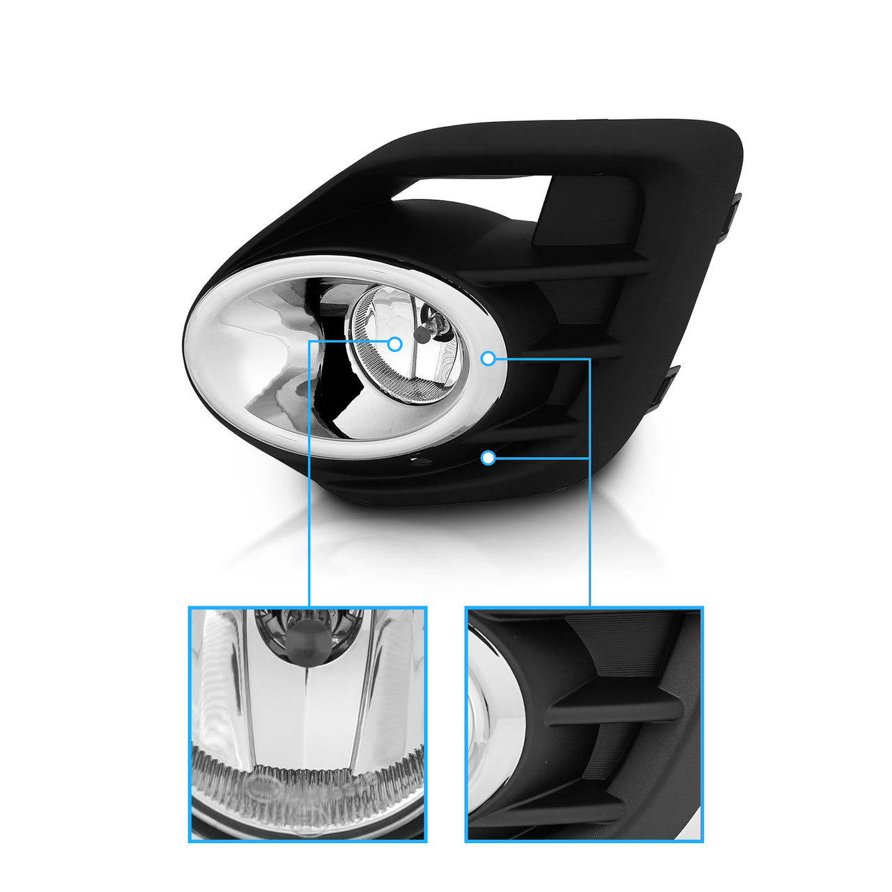 MITSUBISHI LANCER 16 UP LED FOG LIGHTS(WITH CHROME RING)
