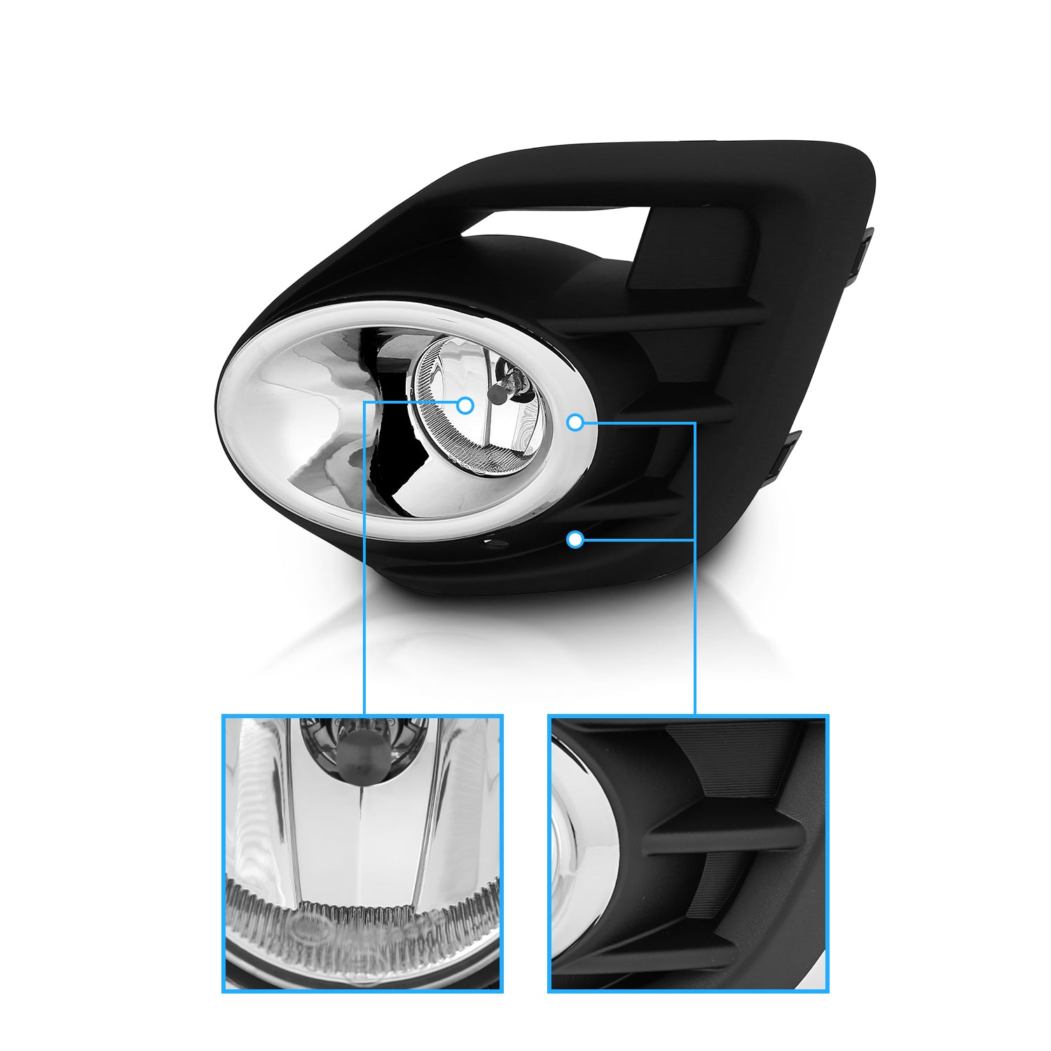 MITSUBISHI LANCER 16 UP LED FOG LIGHTS(WITH CHROME RING)