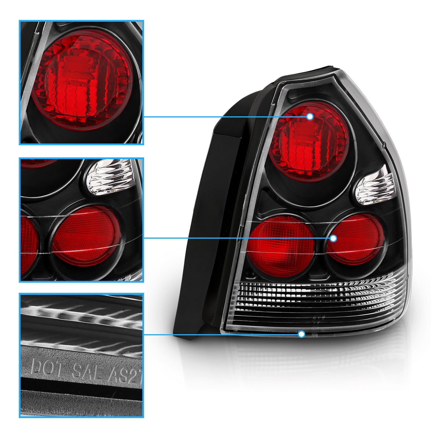 HONDA CIVIC 96-00 3DR TAIL LIGHTS BLACK