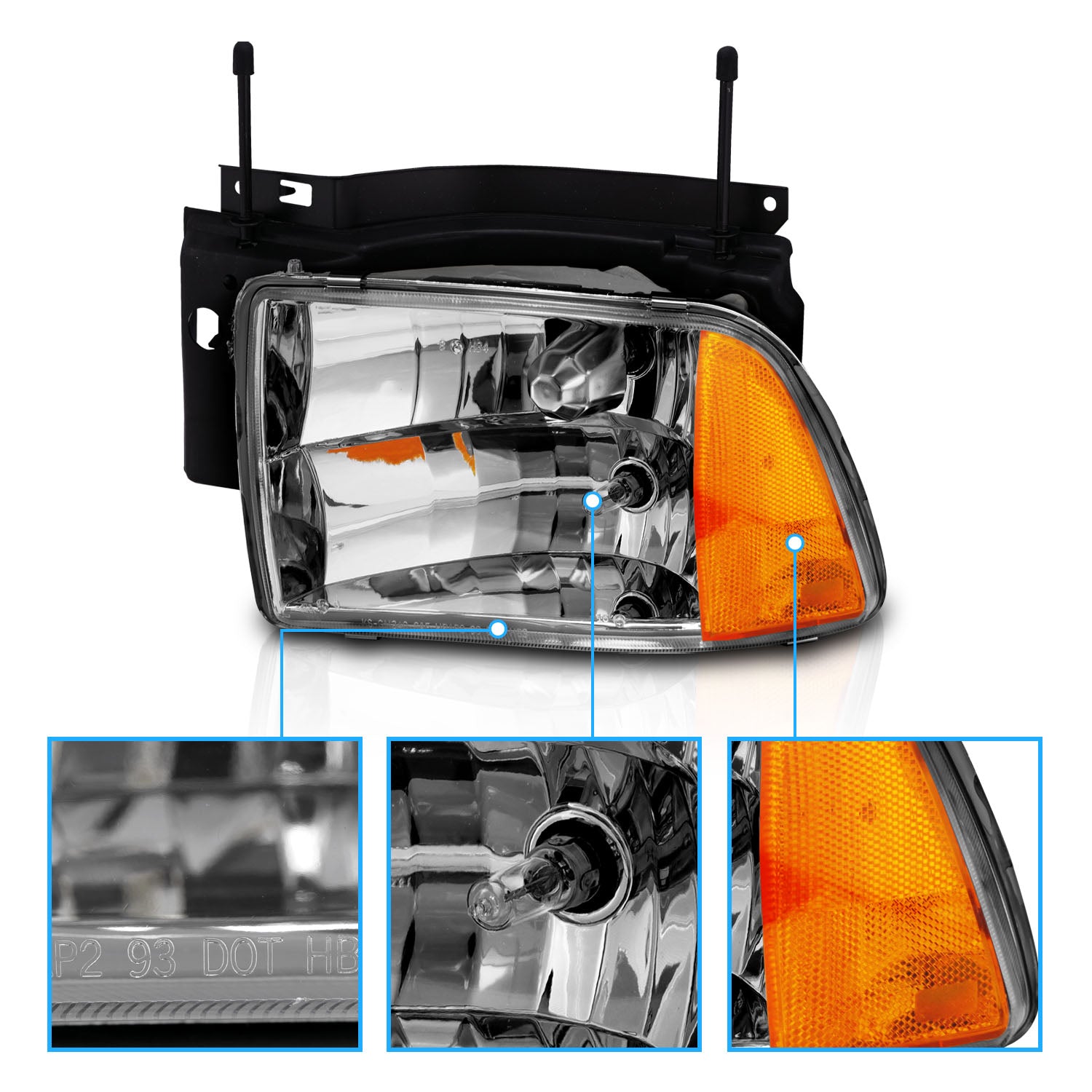 CHEVY BLAZER 95-97 CRYSTAL HEADLIGHTS CLEAR AMBER