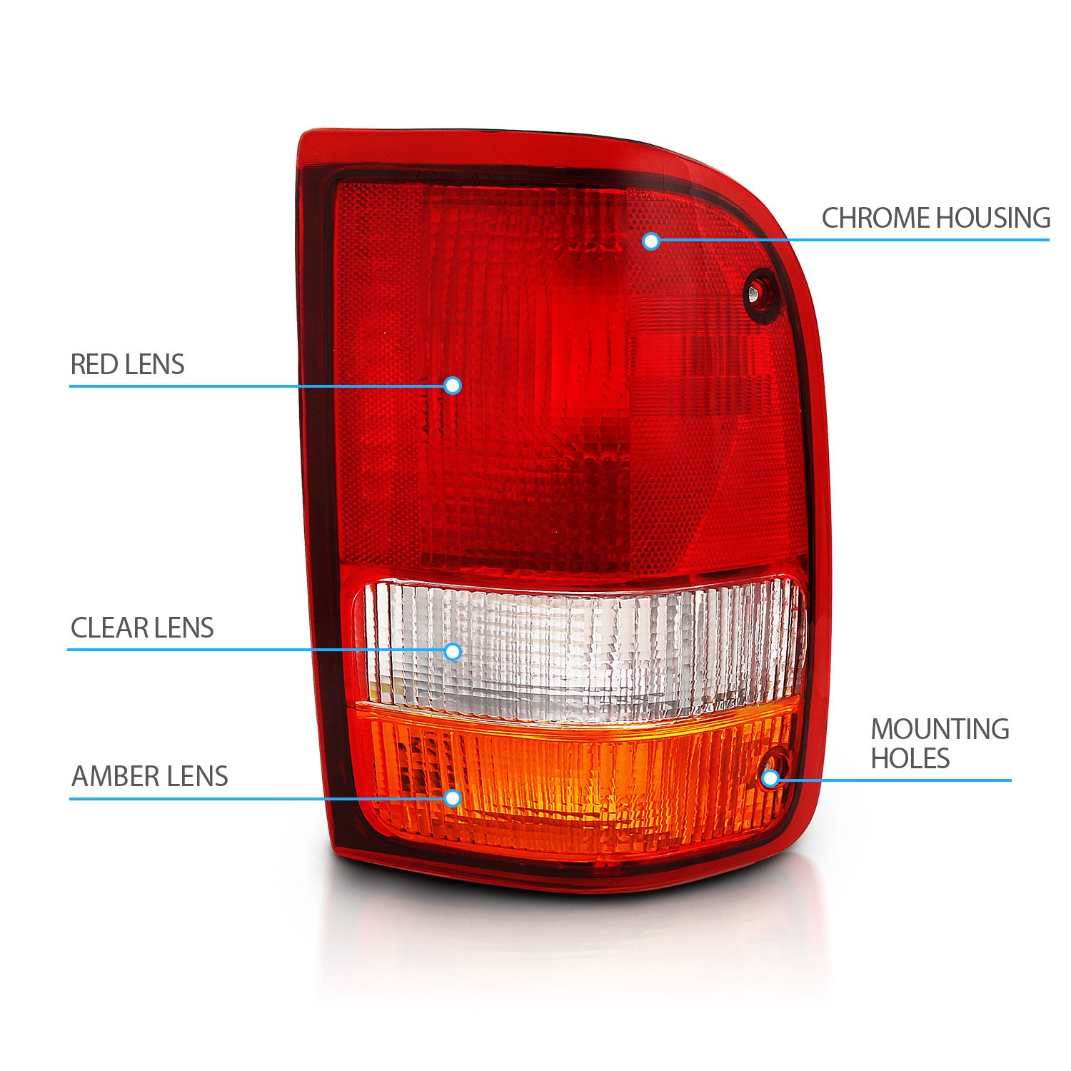 FORD RANGER 93-97 TAIL LIGHTS RED/CEAR (OE REPLACEMENT)