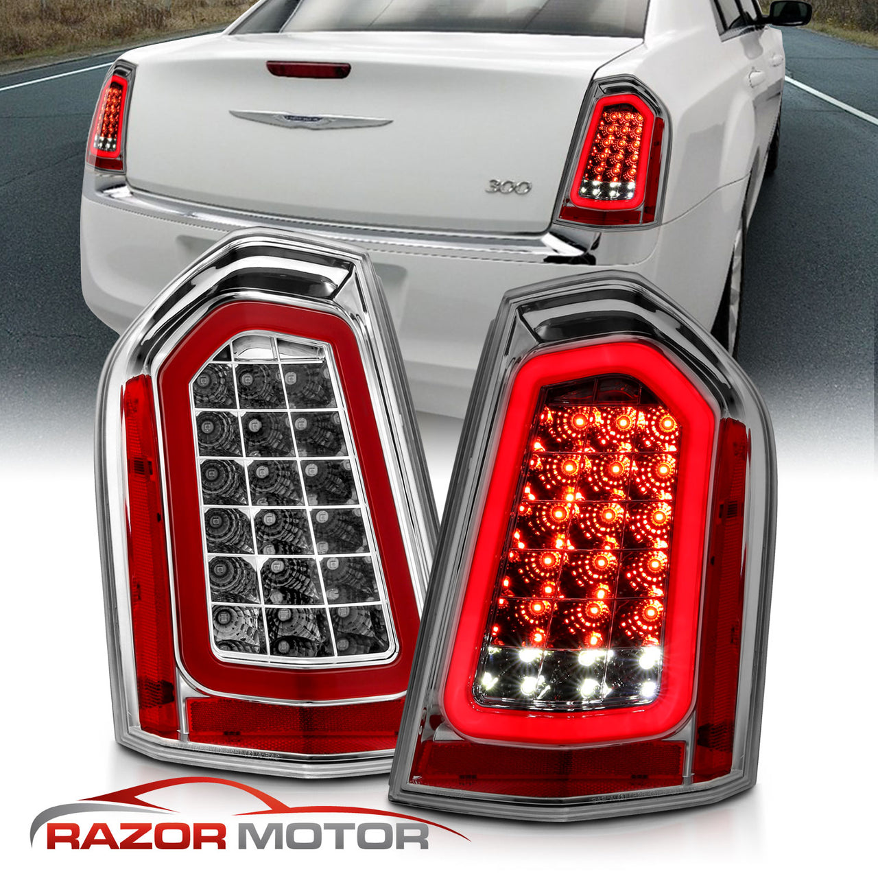 CHRYSLER 300 11-14 LED TAIL LIGHTS CHROME (SEQUENTIAL SIGNAL)
