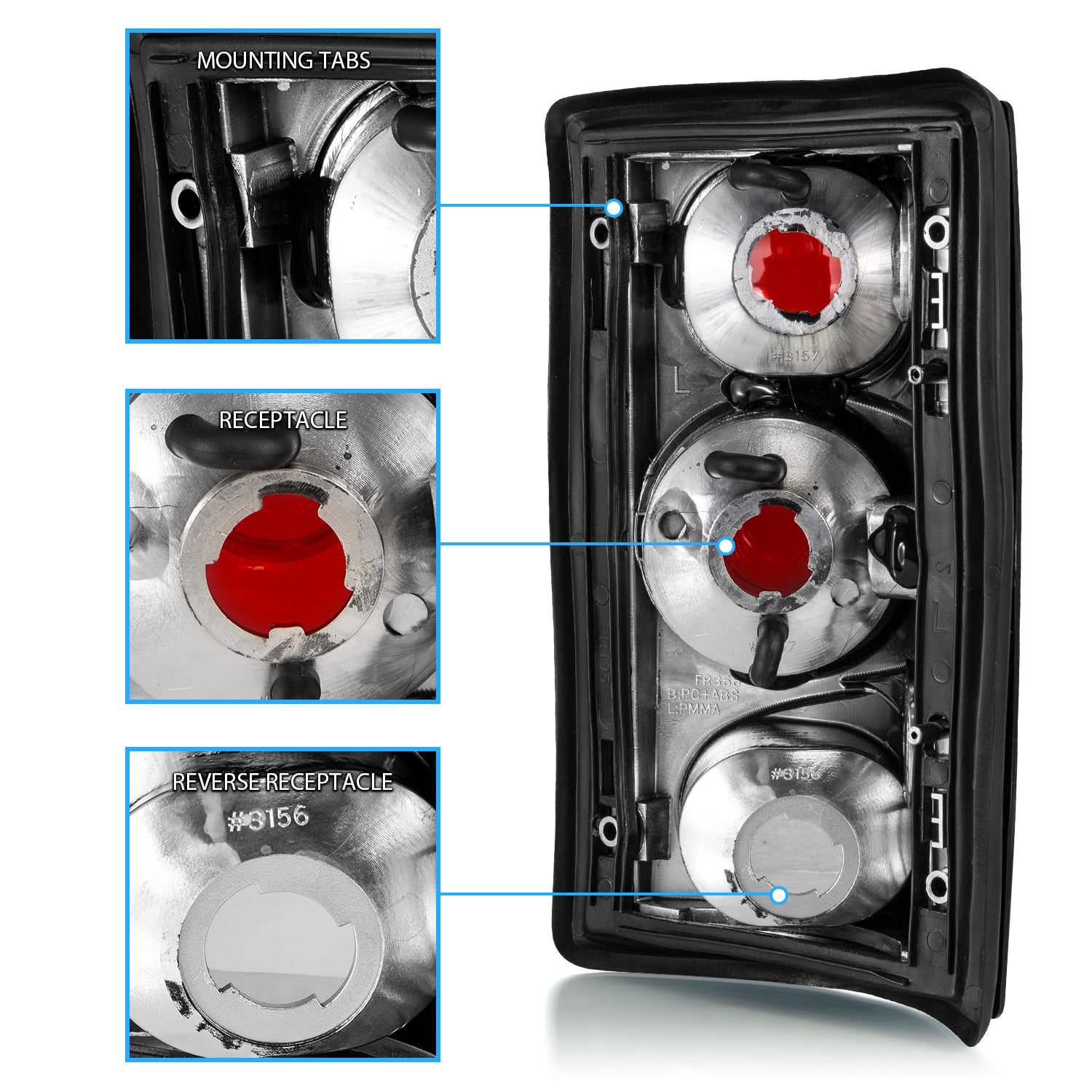 FORD EXCURSION 00-05//ECONOLINE VAN 95-03 TAIL LIGHTS CHROME