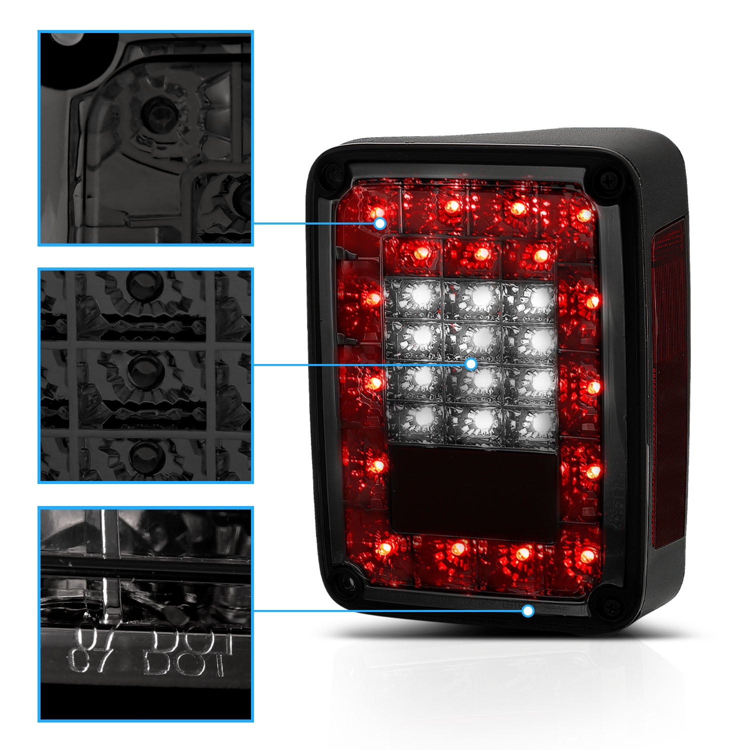 JEEP WRANGLER 07-17 LED TAIL LIGHTS SMOKE