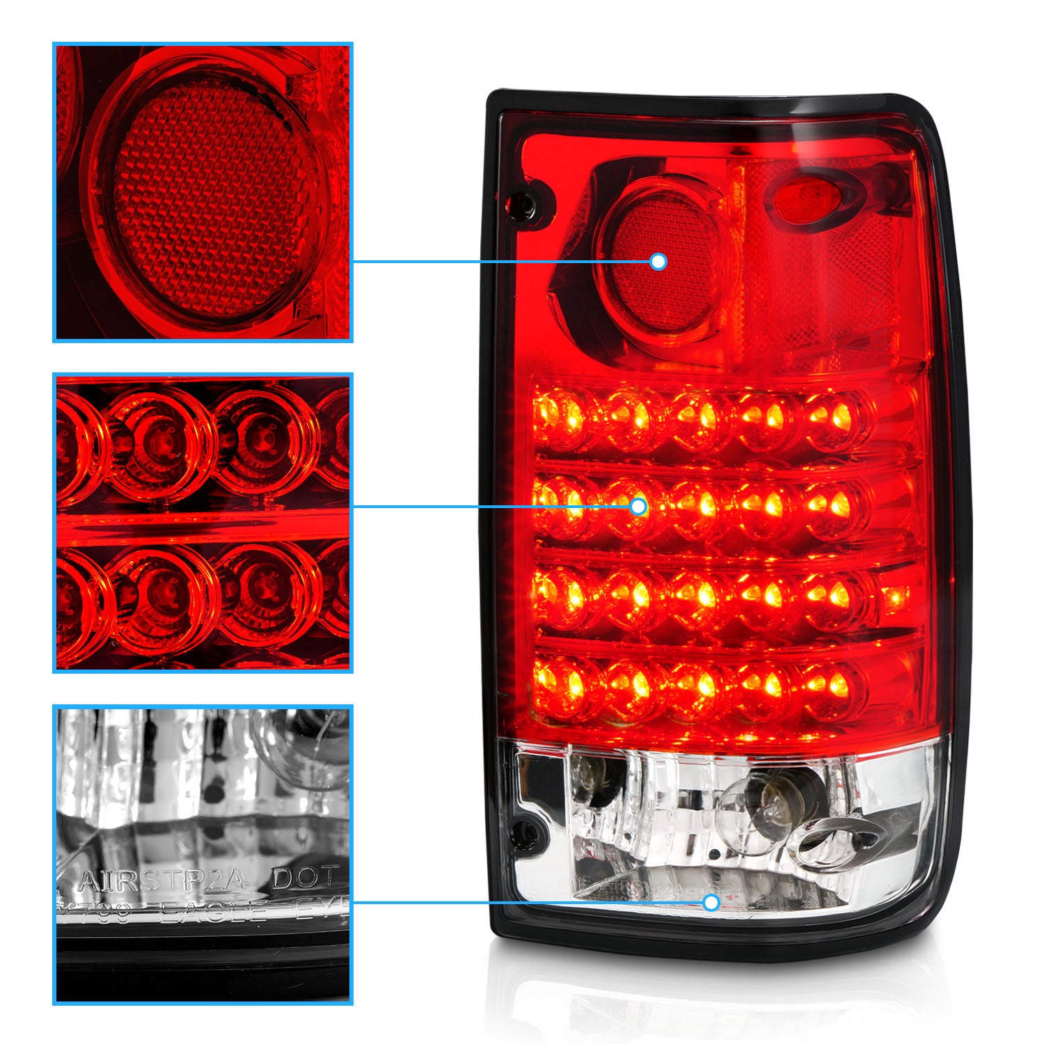 TOYOTA PICKUP 89-95 LED TAIL LIGHTS RED/CLEAR