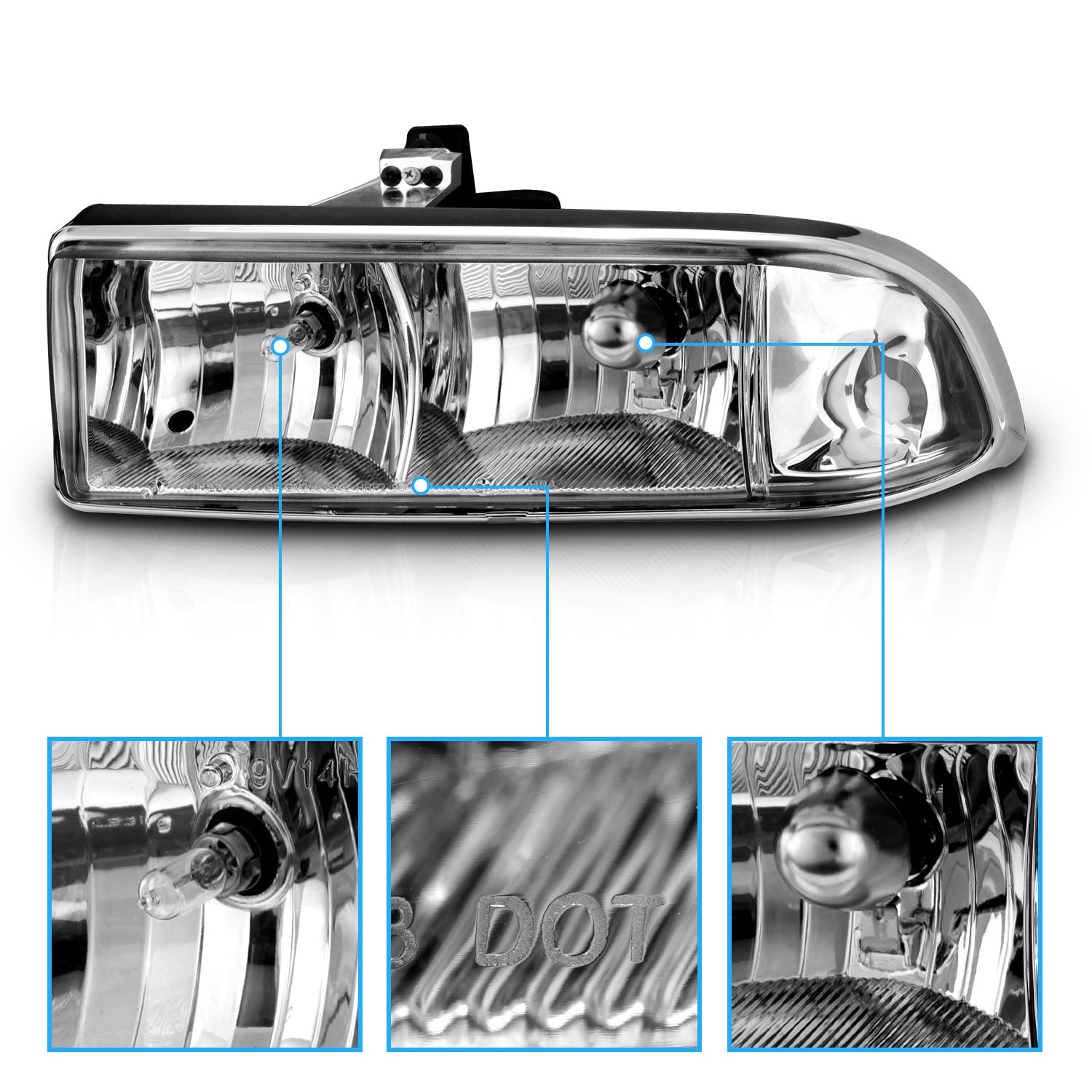 CHEVY S10/BLAZER 98-04 CRYSTAL HEADLIGHTS CHROME