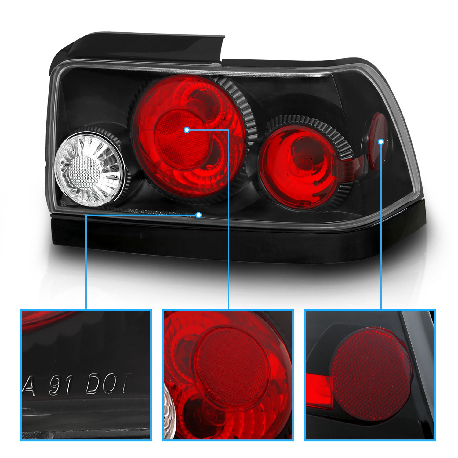 TOYOTA COROLLA 93-97 TAIL LIGHTS BLACK