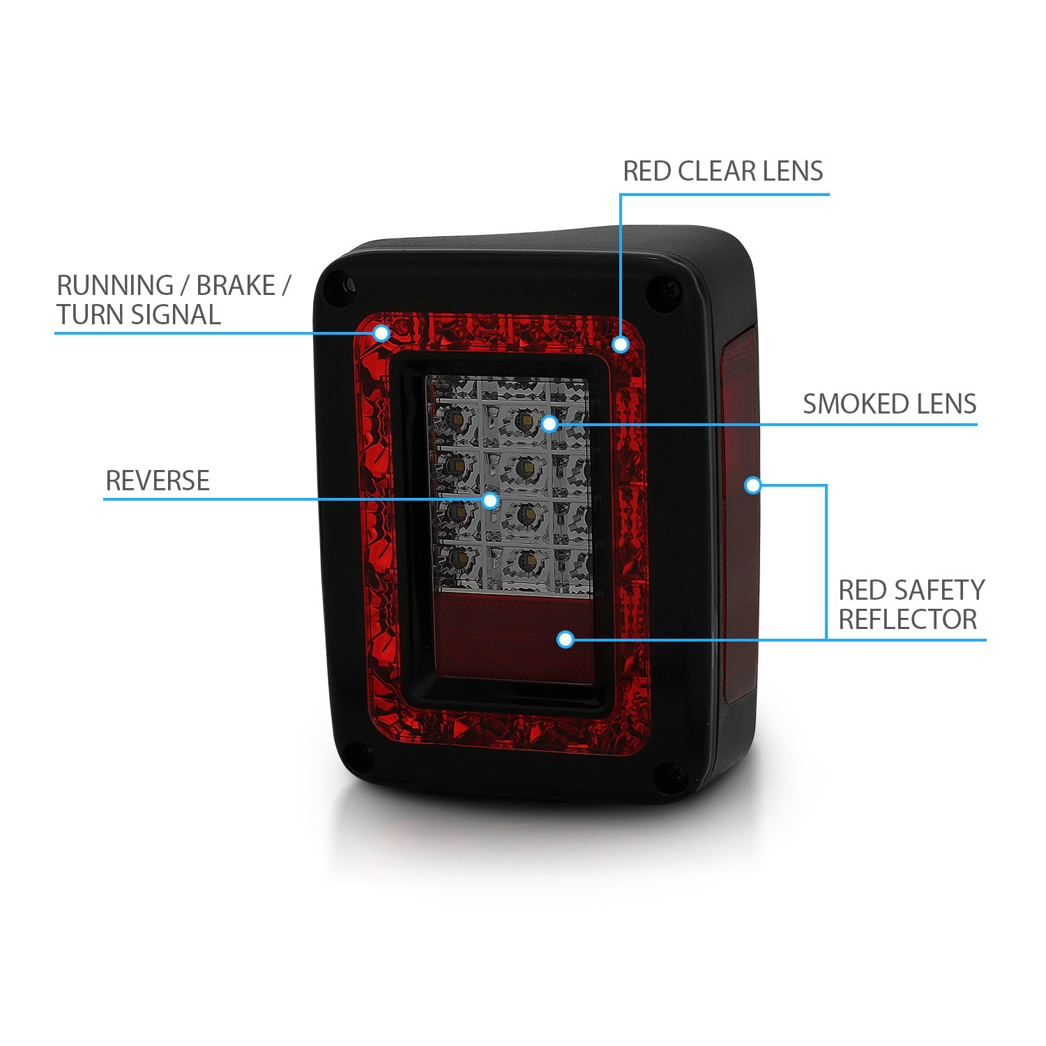 JEEP WRANGLER 07-10 LED TAIL LIGHTS G2 RED/SMOKE
