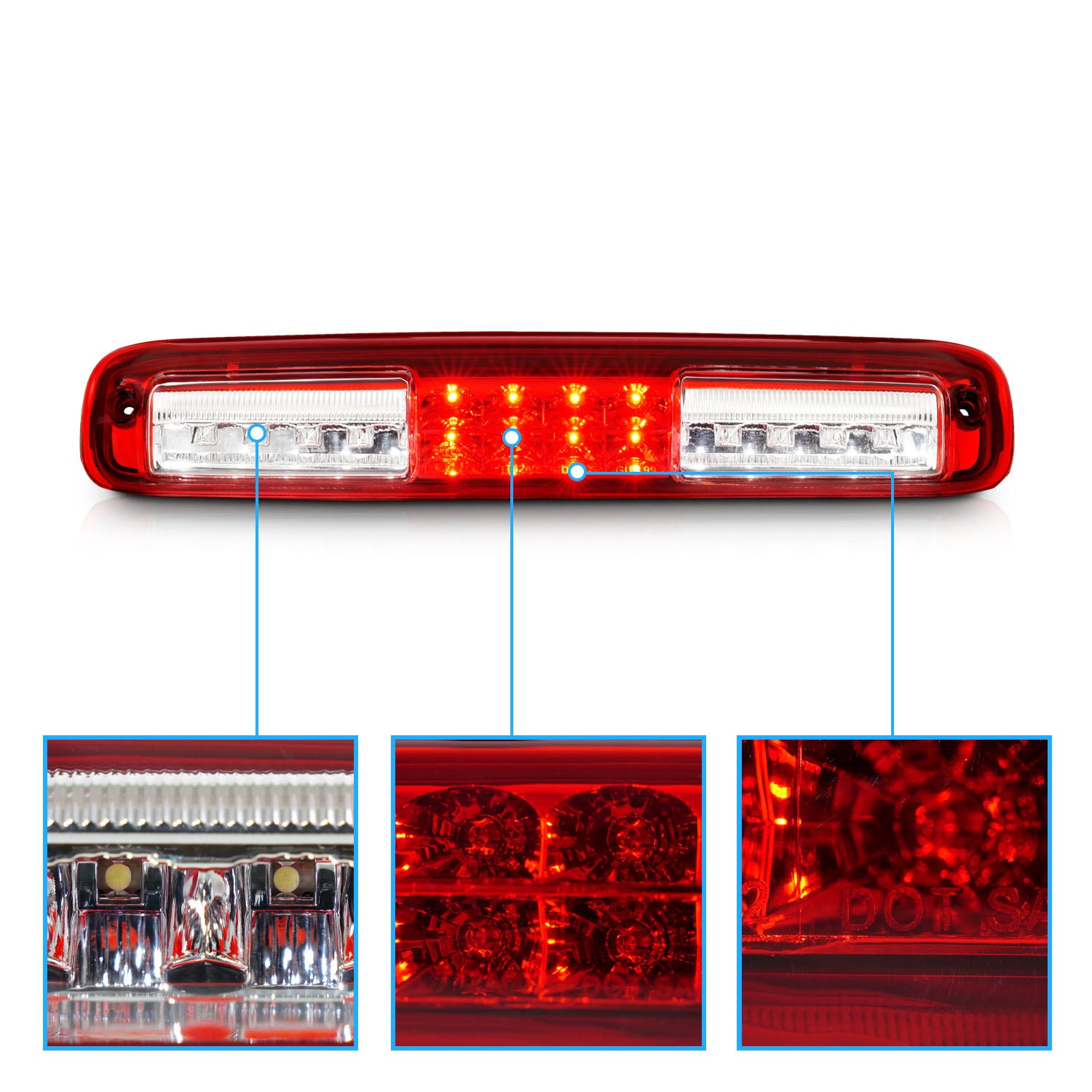 CHEVY SILVERADO/GMC SIERRA 99-07 LED 3RD BRAKE LIGHT RED/CLEAR