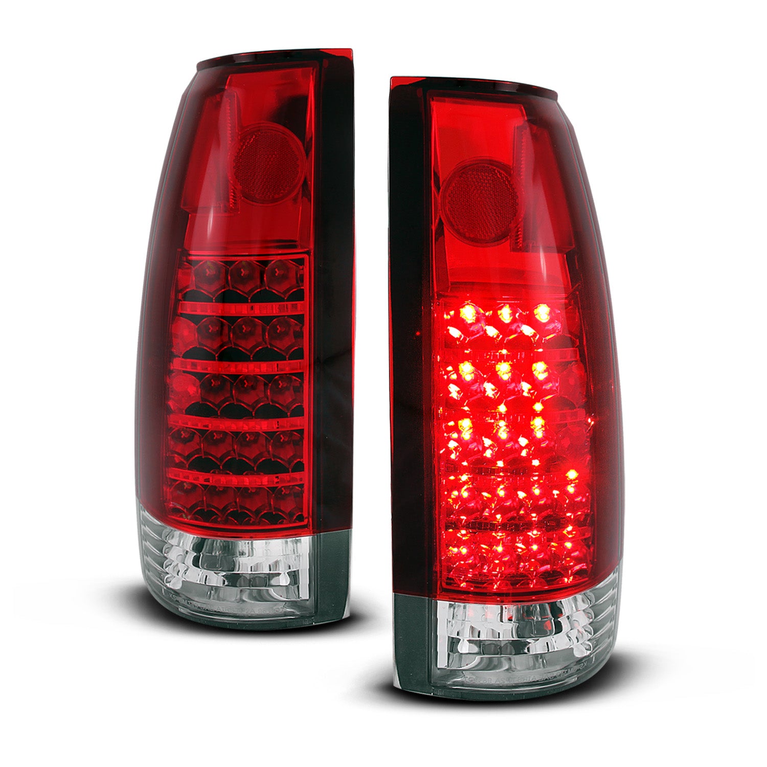 CHEVY /GMC C/K 1500/2500/3500 88-99, SUBURBAN/YUKON 92-00, TAHOE 94-00, BLAZER 92-94, CADILLAC ESCALADE 99-00 LED TAIL LIGHTS CHROME HOUSING RED/CLEAR LENS