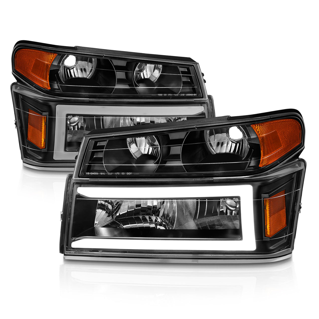 CHEVY COLORADO/GMC CANYON 04-12 HEADLIGHTS BLACK 4PCS W/ PARKING LIGHTS, C LIGHTS BAR