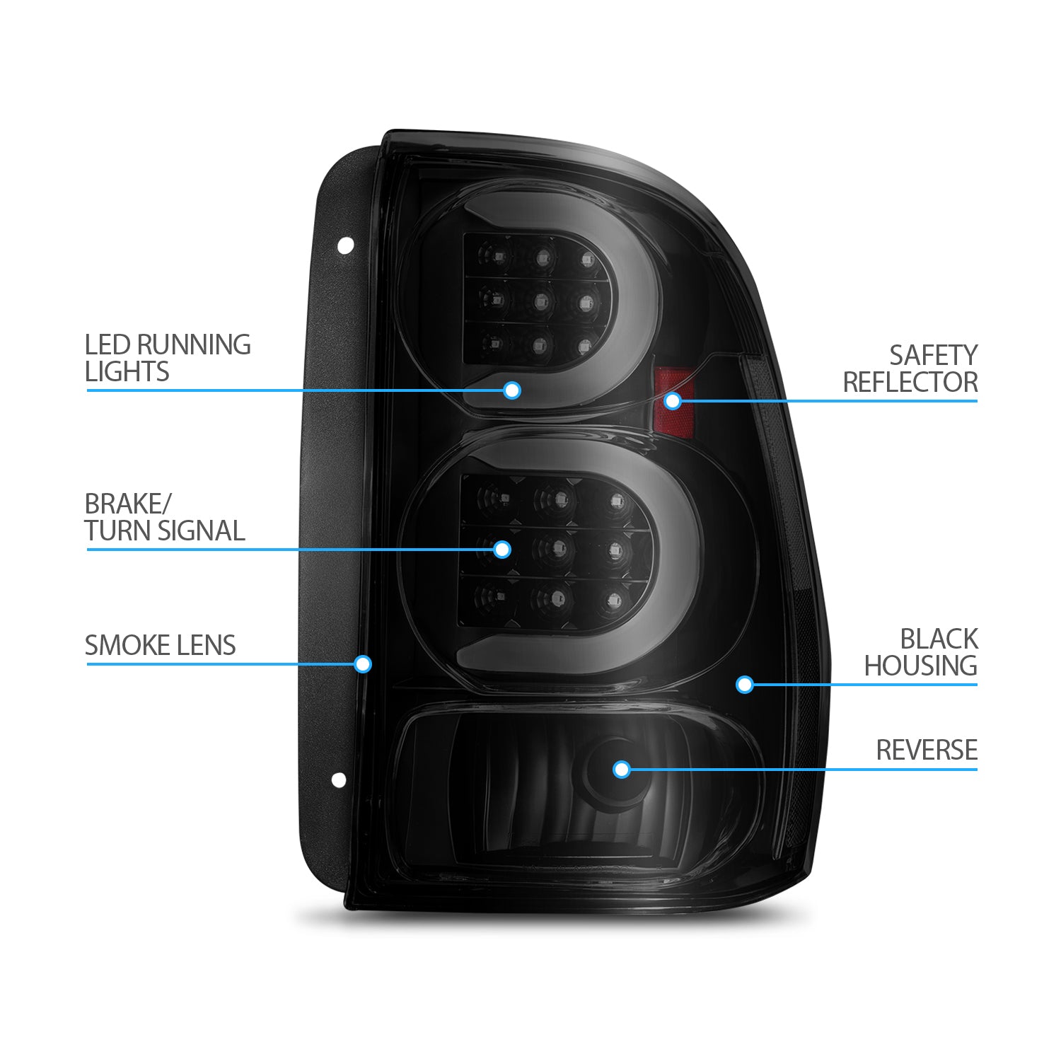 CHEVY TRAILBLAZER 02-09 LED TAIL LIGHTS BLACK HOUSING SMOKE LENS