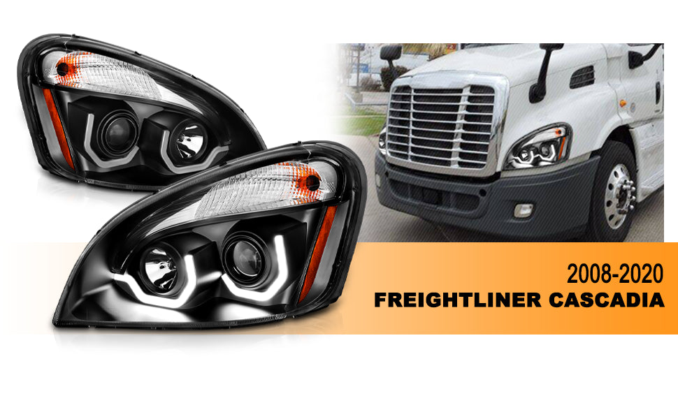 FREIGHTLINER CASCADIA 08-15 PROJECTOR PLANK STYLE H.L BLACK AMBER REFLECTOR