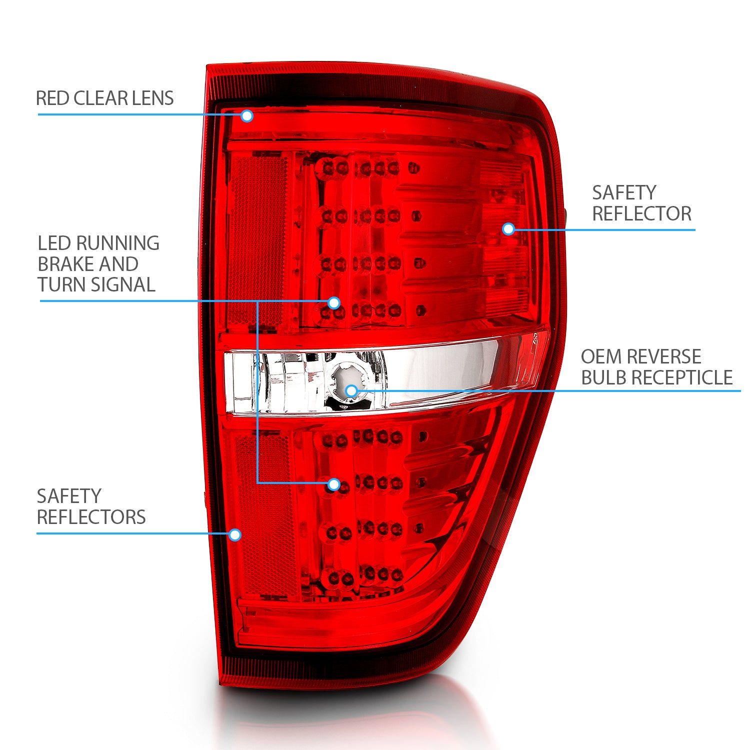 FORD F-150 09-13 LED TAIL LIGHTS RED/CLEAR
