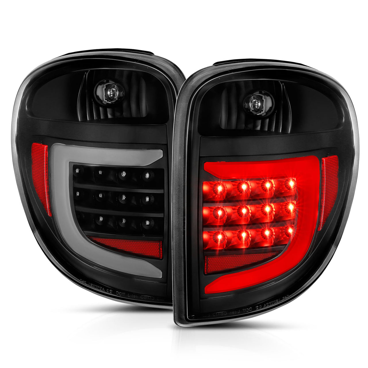 DODGE GRAND CARAVAN; CRYSLER TOWN&COUNTRY 04-07 L.E.D T.L BLACK HOUSING CLEAR LENS W/ C LIGHT BAR