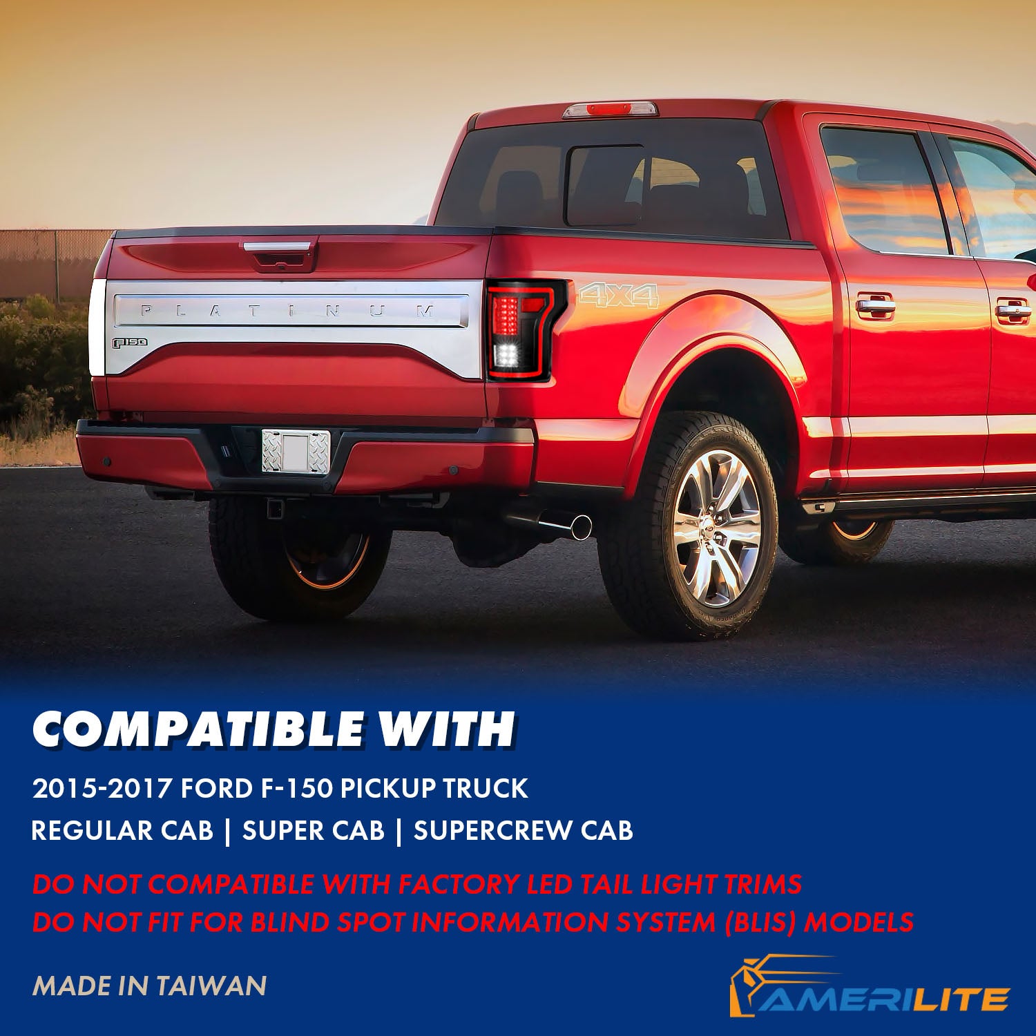 FORD F-150 15-17 LED TAIL LIGHTS RED LIGHT BAR BLACK (SEQUENTIAL SIGNAL)
