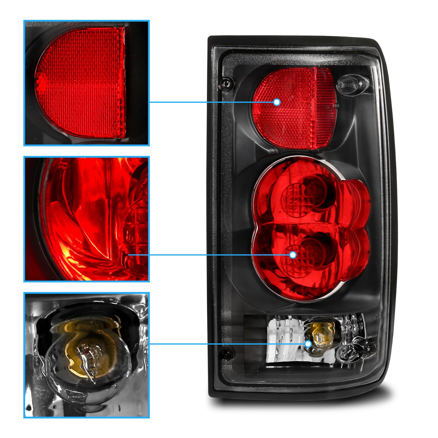 TOYOTA PICKUP 89-95 TAIL LIGHTS G2 BLACK