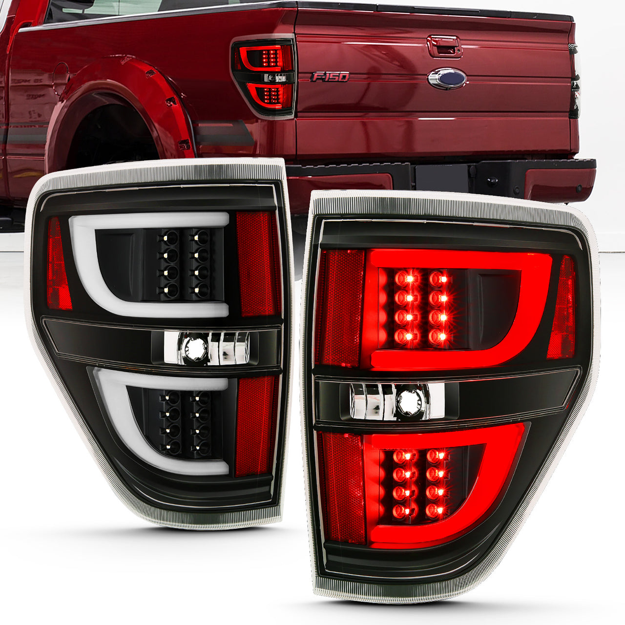 FORD F-150 09-13 LED TAIL LIGHTS G2 BLACK