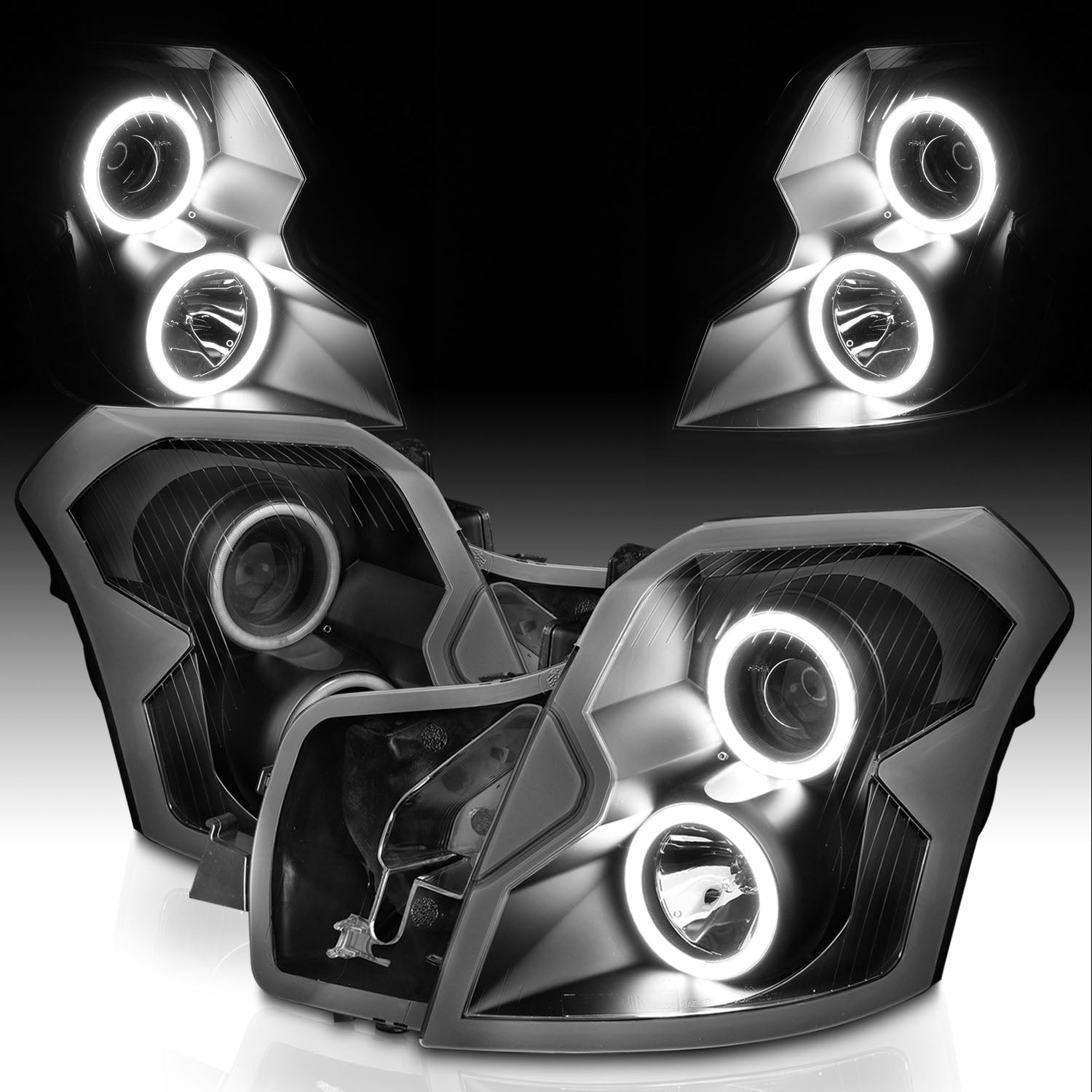 CADILLAC CTS 03-07 PROJECTOR HEADLIGHTS HALO BLACK CLEAR (RX HALO)