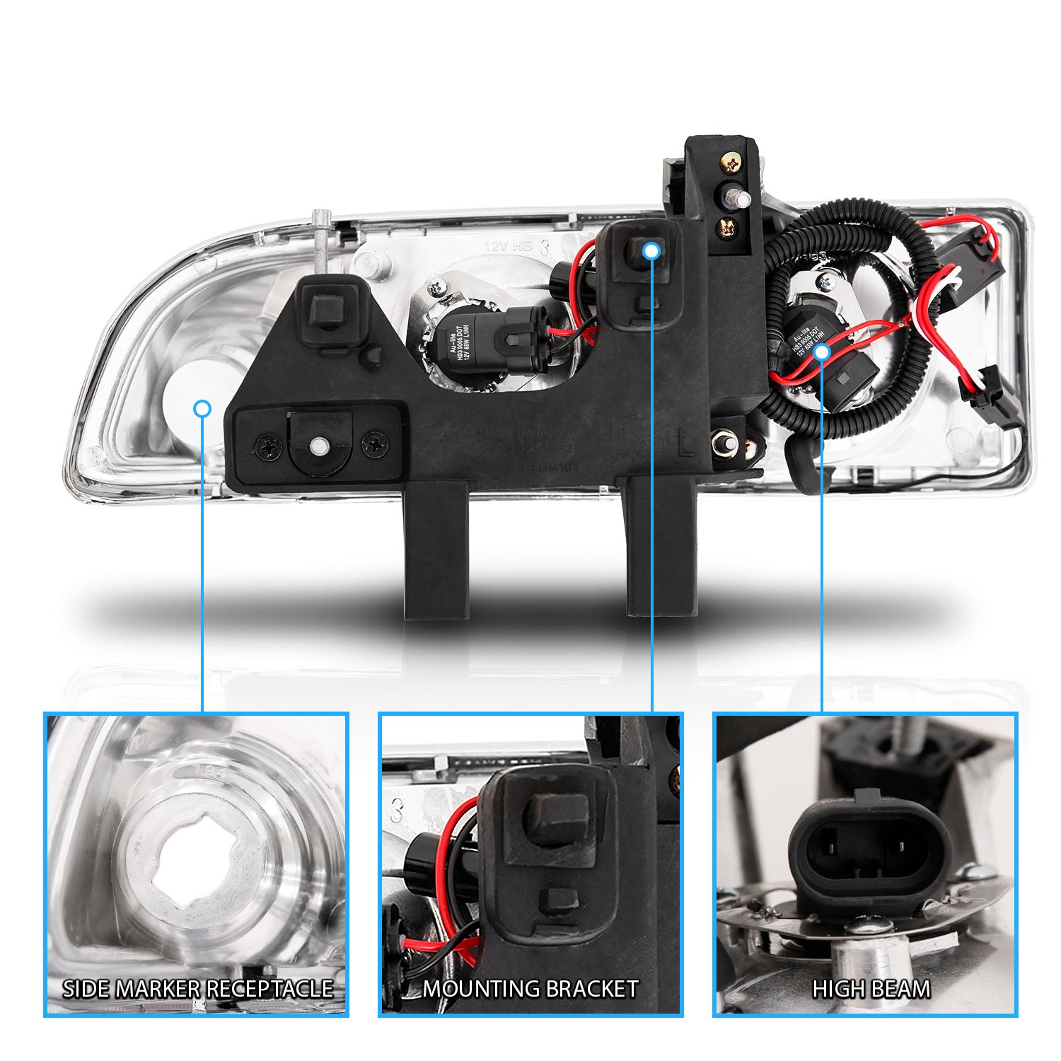 CHEVY S10/BLAZER 98-04 PROJECTOR HEADLIGHTS HALO CHROME CLEAR