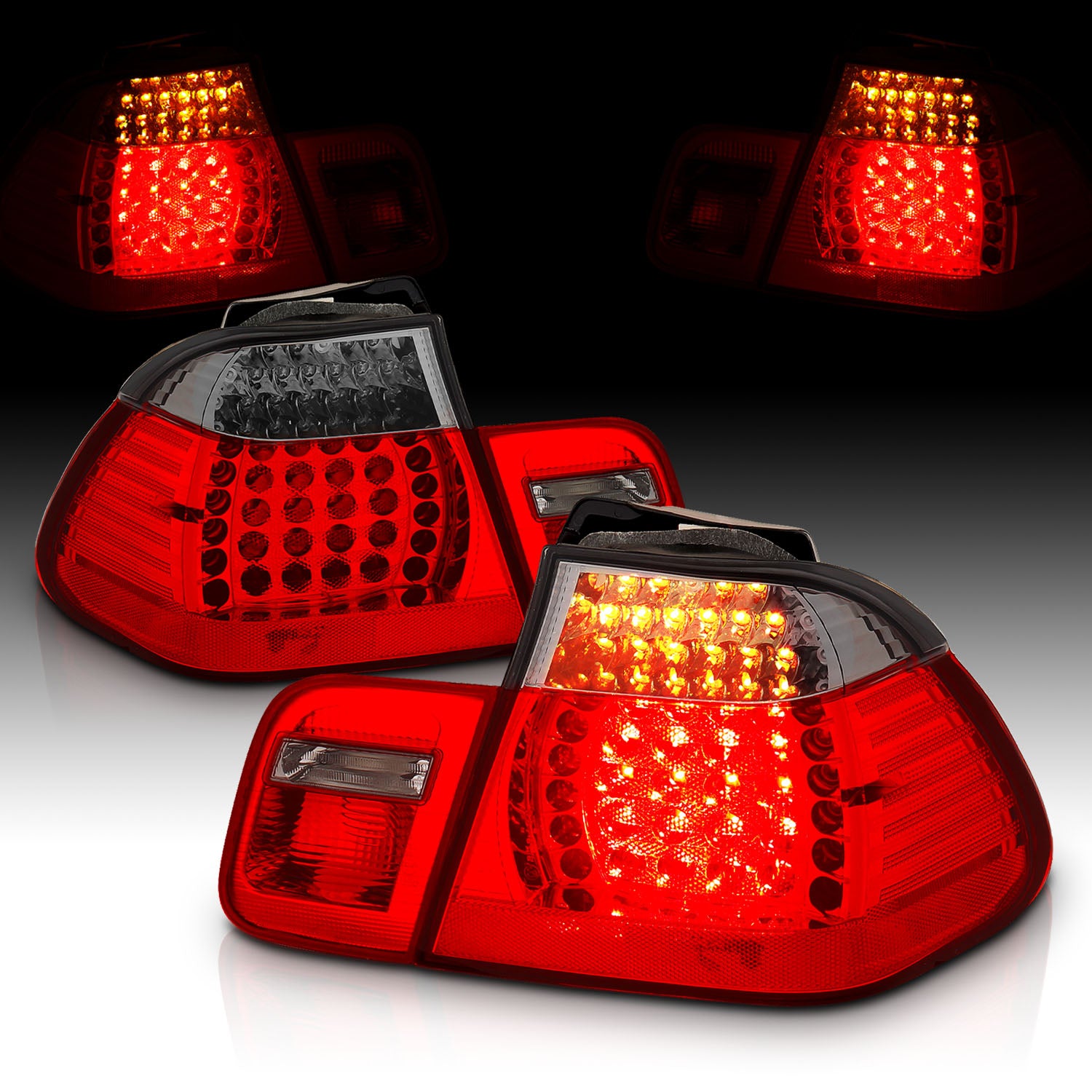 BMW 3 SERIES E46 02-04 4DR LED TAIL LIGHTS RED/SMOKE 4 PCS