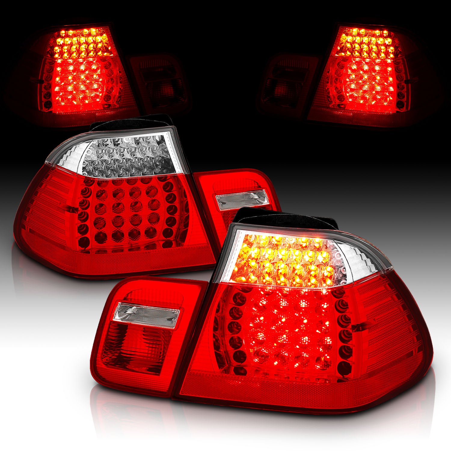 BMW 3 SERIES E46 02-04 4DR LED TAIL LIGHTS RED/CLEAR 4 PCS