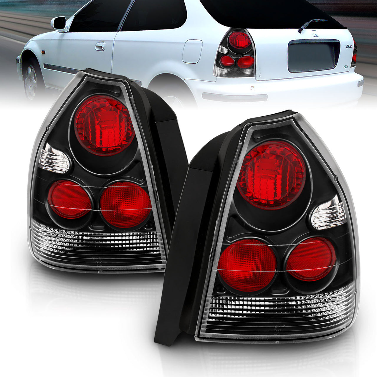 HONDA CIVIC 96-00 3DR TAIL LIGHTS BLACK