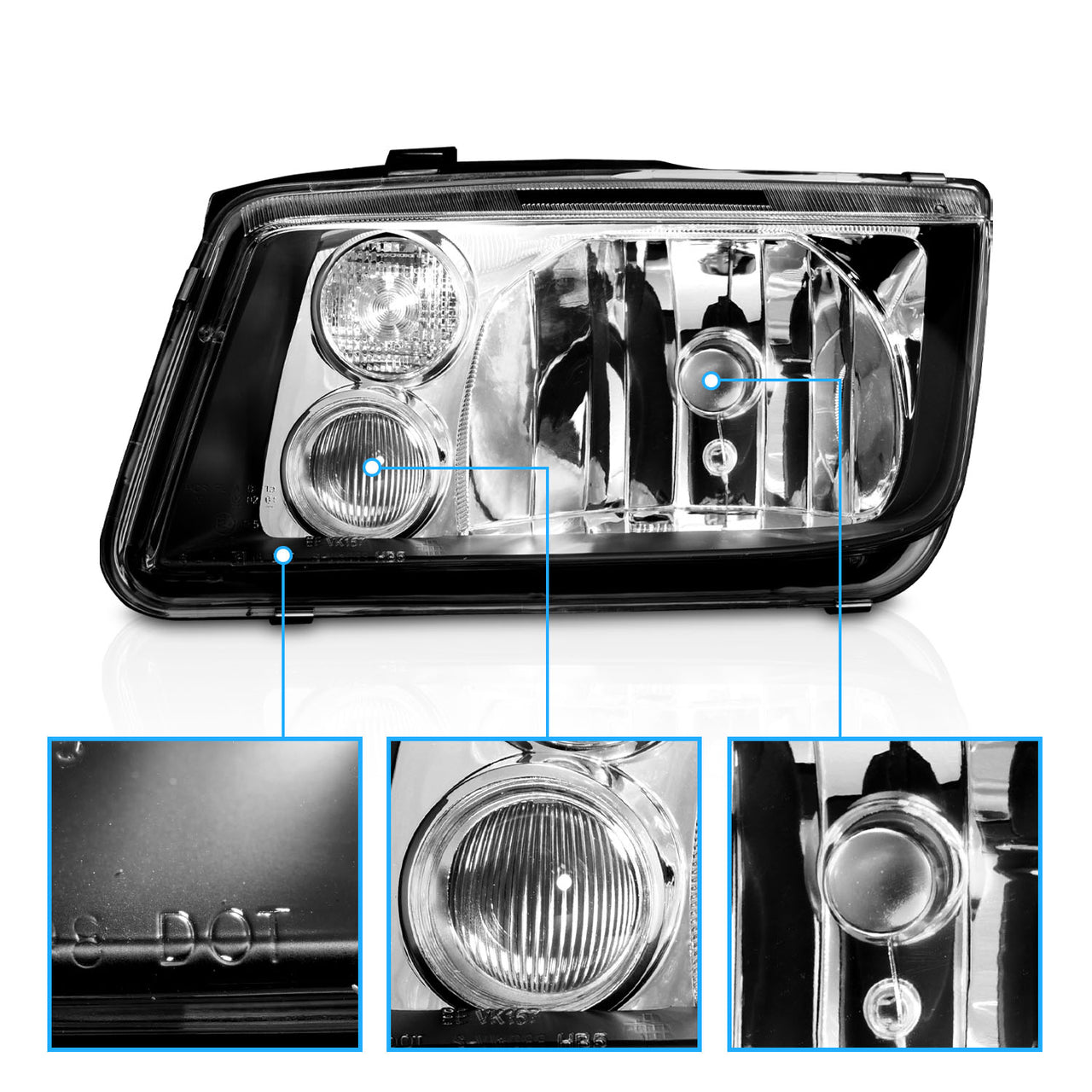 VOLKSWAGAN JETTA 99-05 HEADLIGHTS BLACK (W/ FOG LIGHTS)