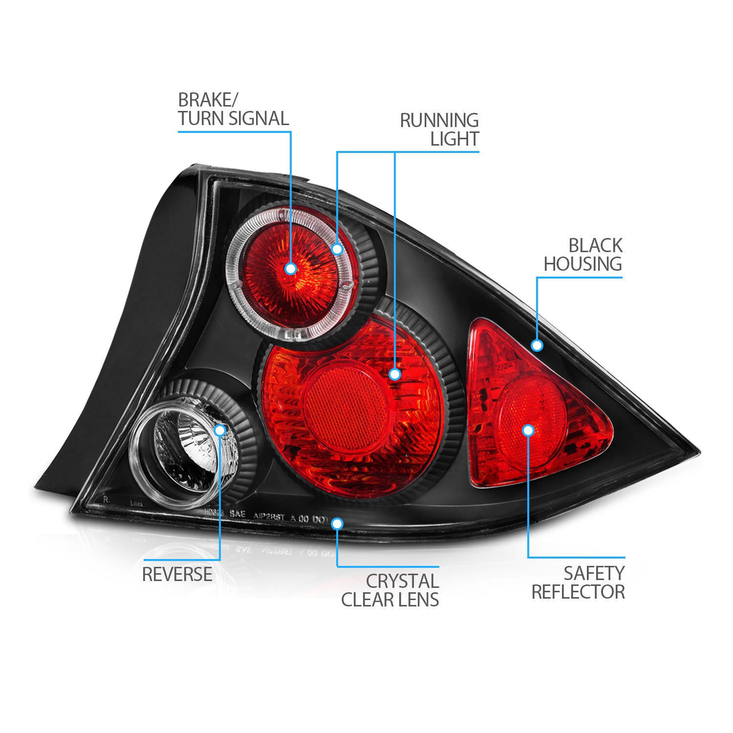 HONDA CIVIC 01-04 2DR TAIL LIGHTS HALO BLACK