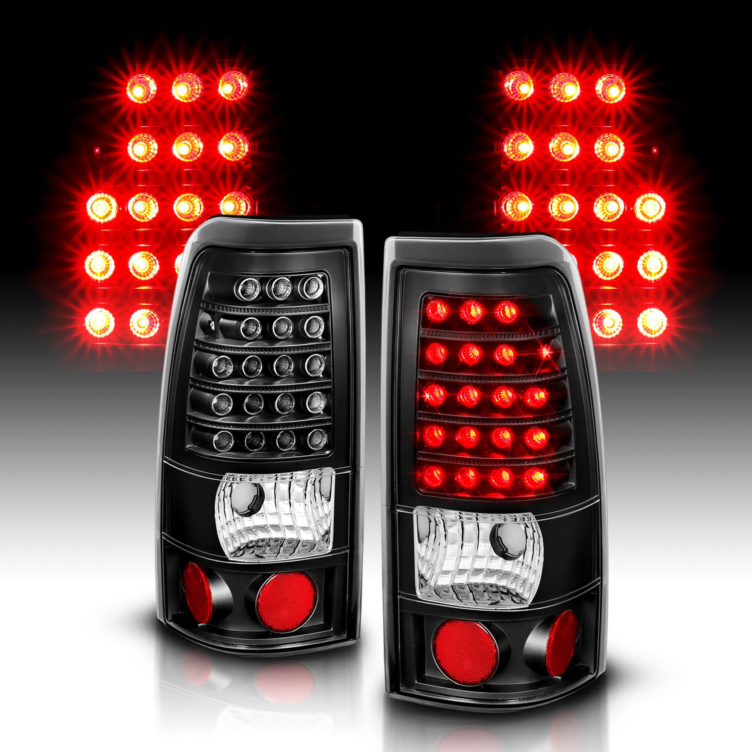 GMC SIERRA 99-07/CHEVY SILVERADO 99-03 (1500/2500 SERIES 99-02 & 3500 SERIES 2003) LED TAIL LIGHTS BLACK (3 HOLE)