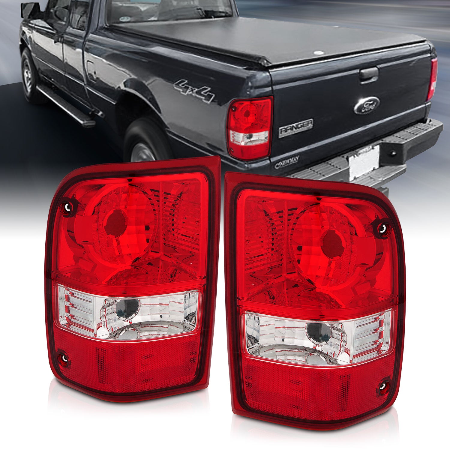 FORD RANGER 01-11 TAIL LIGHTS RED/CLEAR (05-07:W/O STX MODEL)  (OE REPLACEMENT)