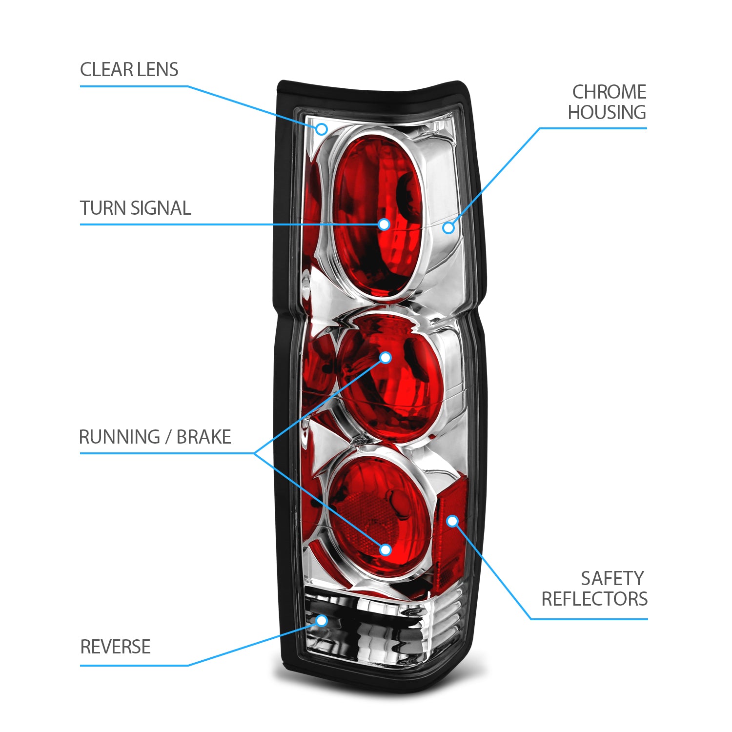 NISSAN HARDBODY 86-97 TAIL LIGHTS G2 CHROME